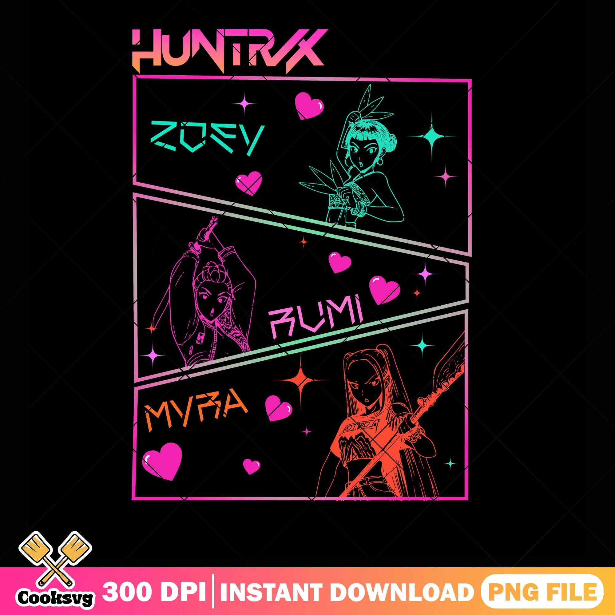 Huntrix member names png, huntrix member png, huntrix movie png