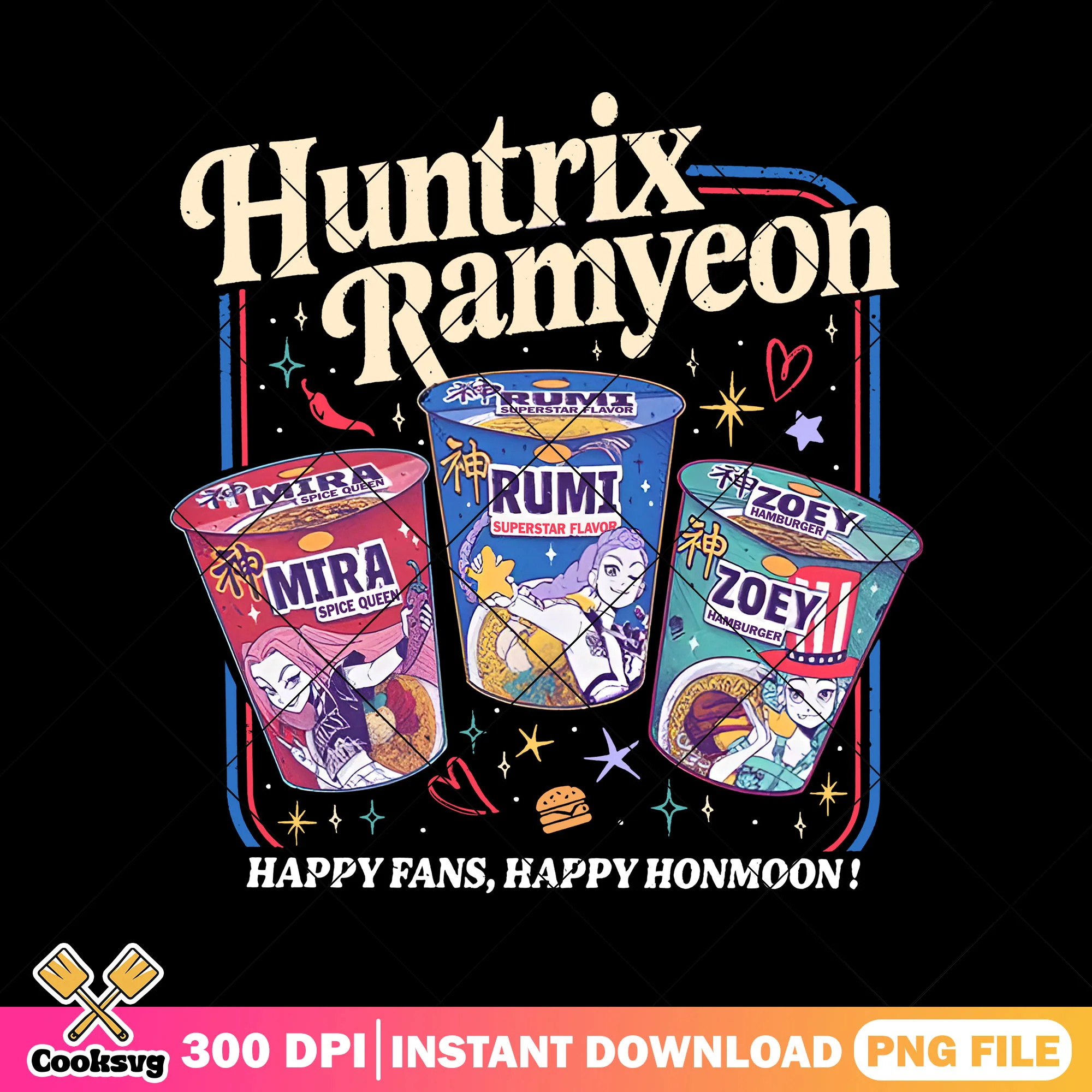 Huntrix ramyeon signature png, huntrix ramyeon png, kpop hunters png