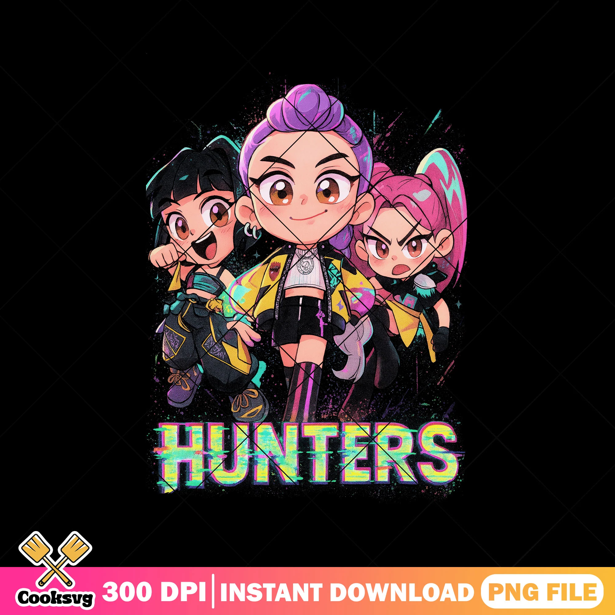 Huntrix trio hunters png, kpop huntrix png, huntrix girl png