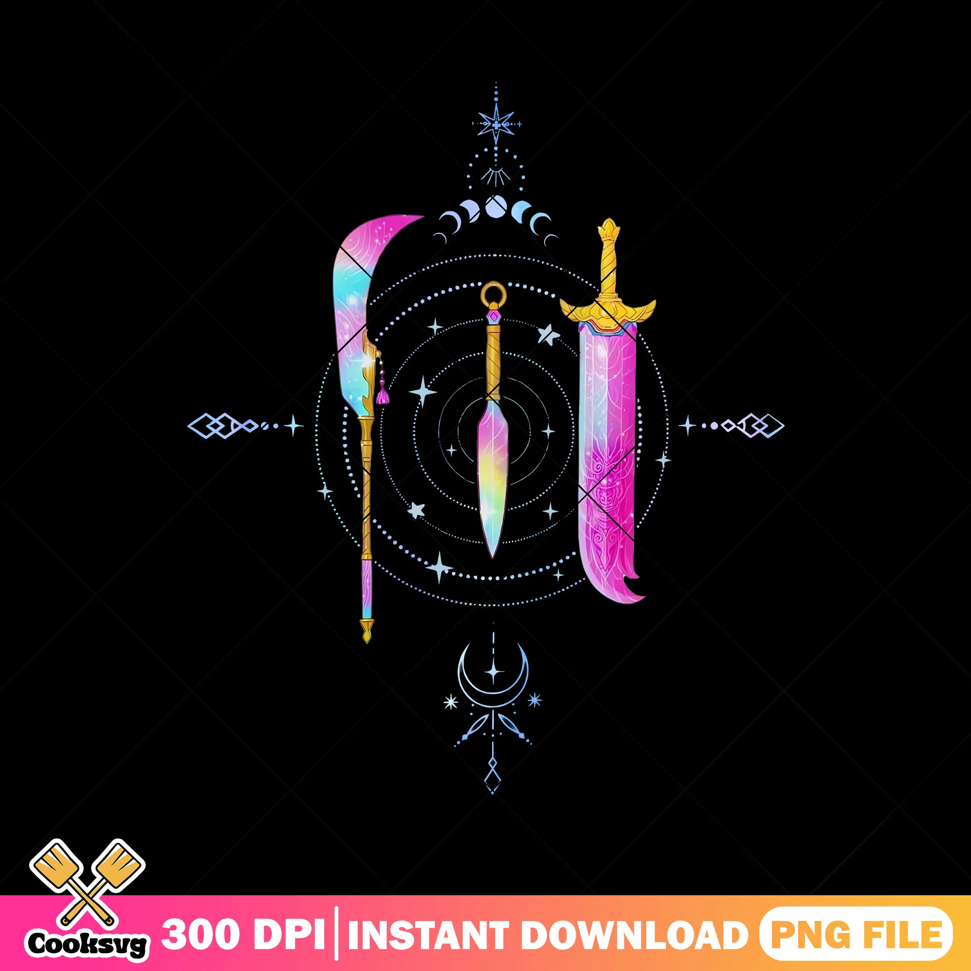 Huntrix weapon designs png, huntrix girl png, kpop hunters png