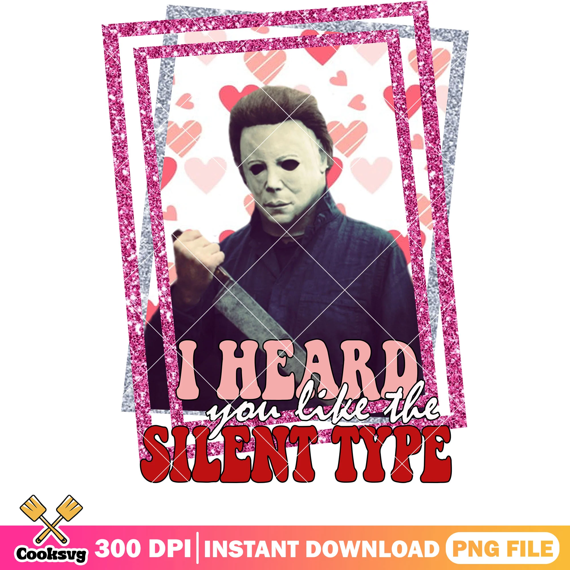 I heart you like the silent type png, horror valentine png