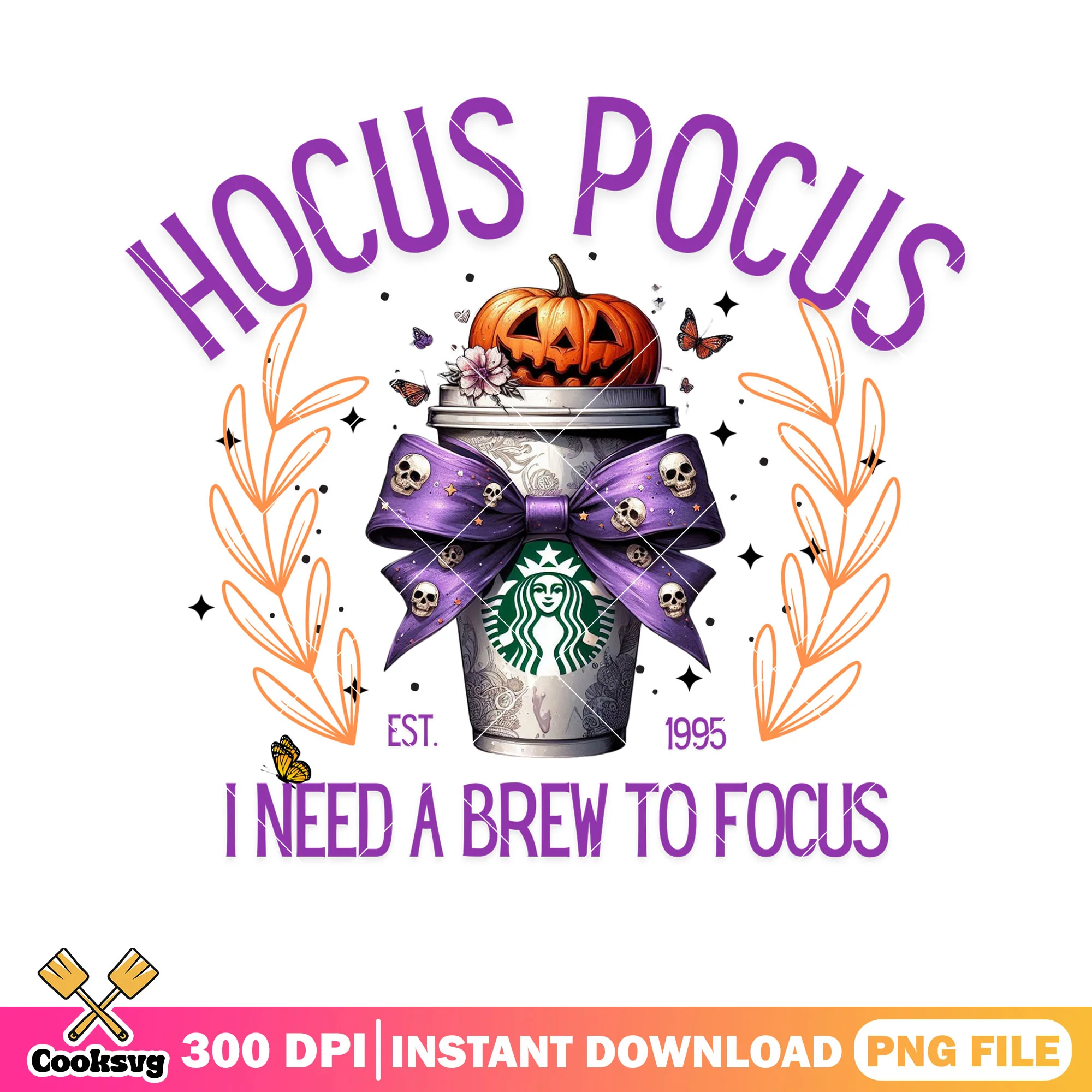 I need a brew to focus png, hocus pocus png, wicker pumpkin png