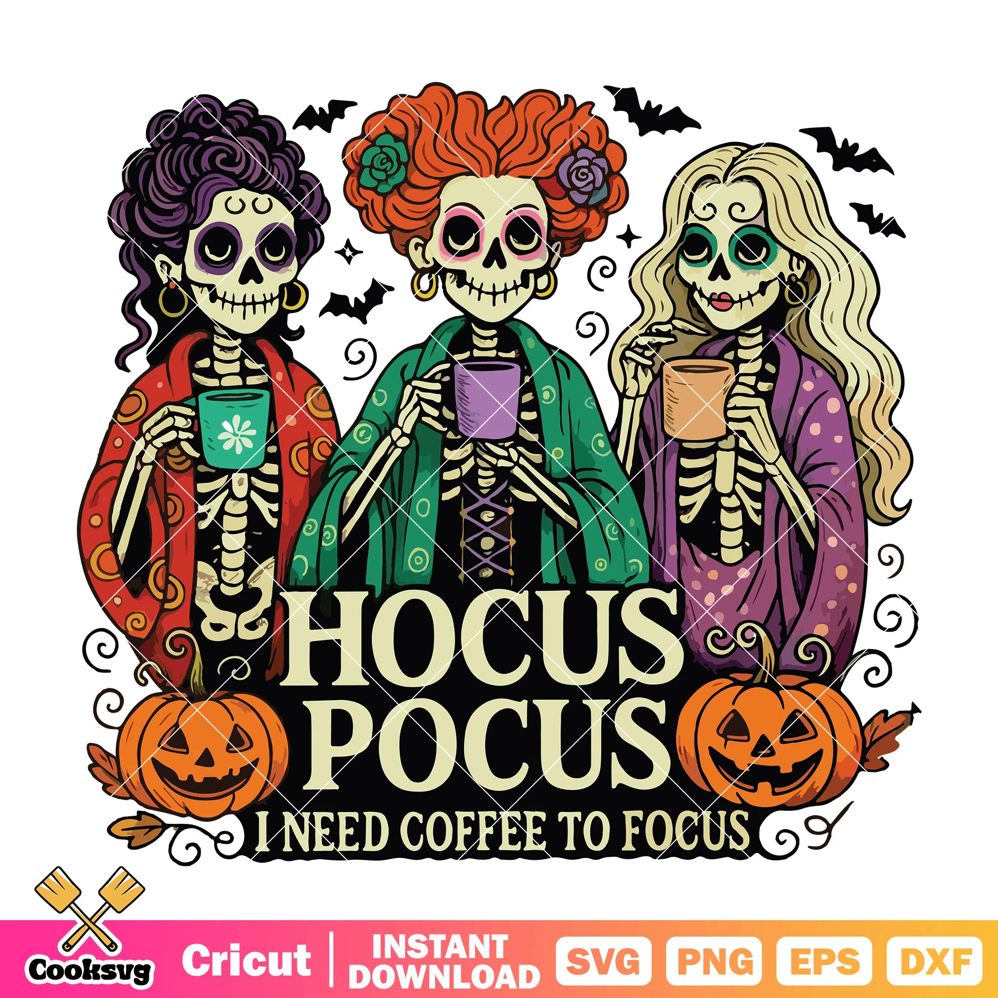 I need coffee to focus svg, halloween coffee svg, hocus pocus svg