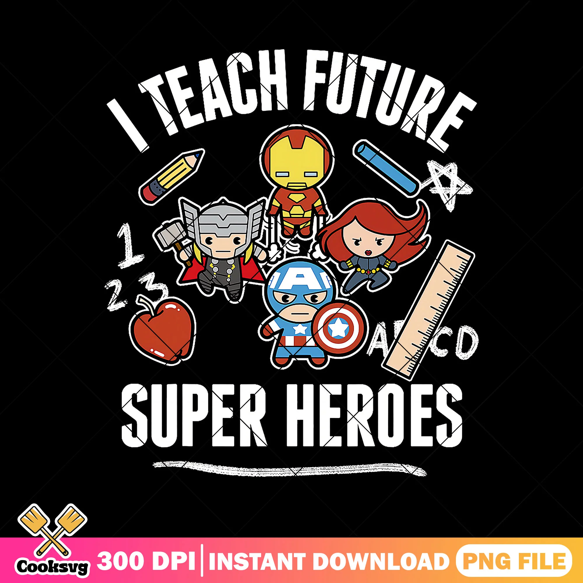 I teach future design png, super heroes png, going back to school png