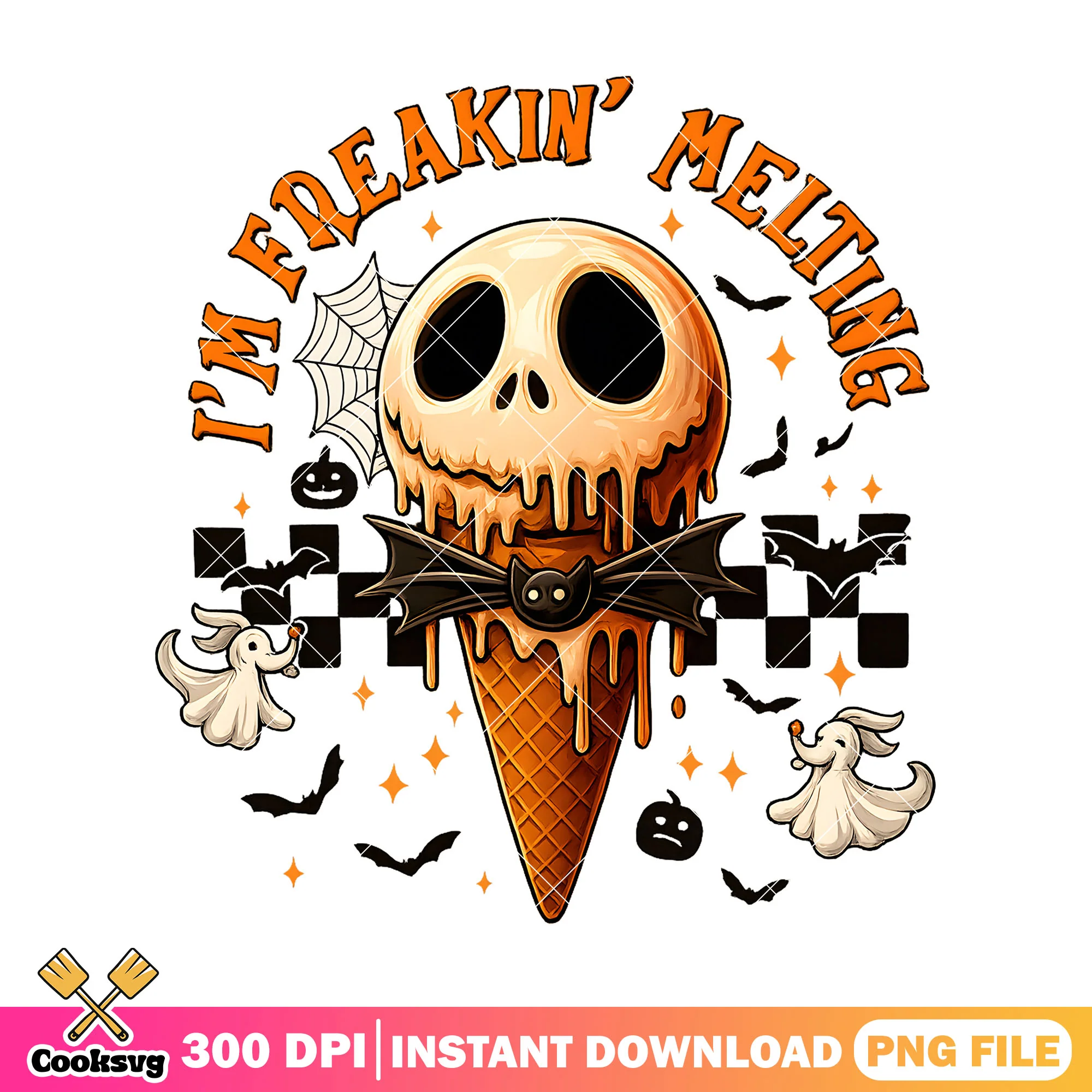 Ice cream jack melting png, freaked melt png, jack skellington png