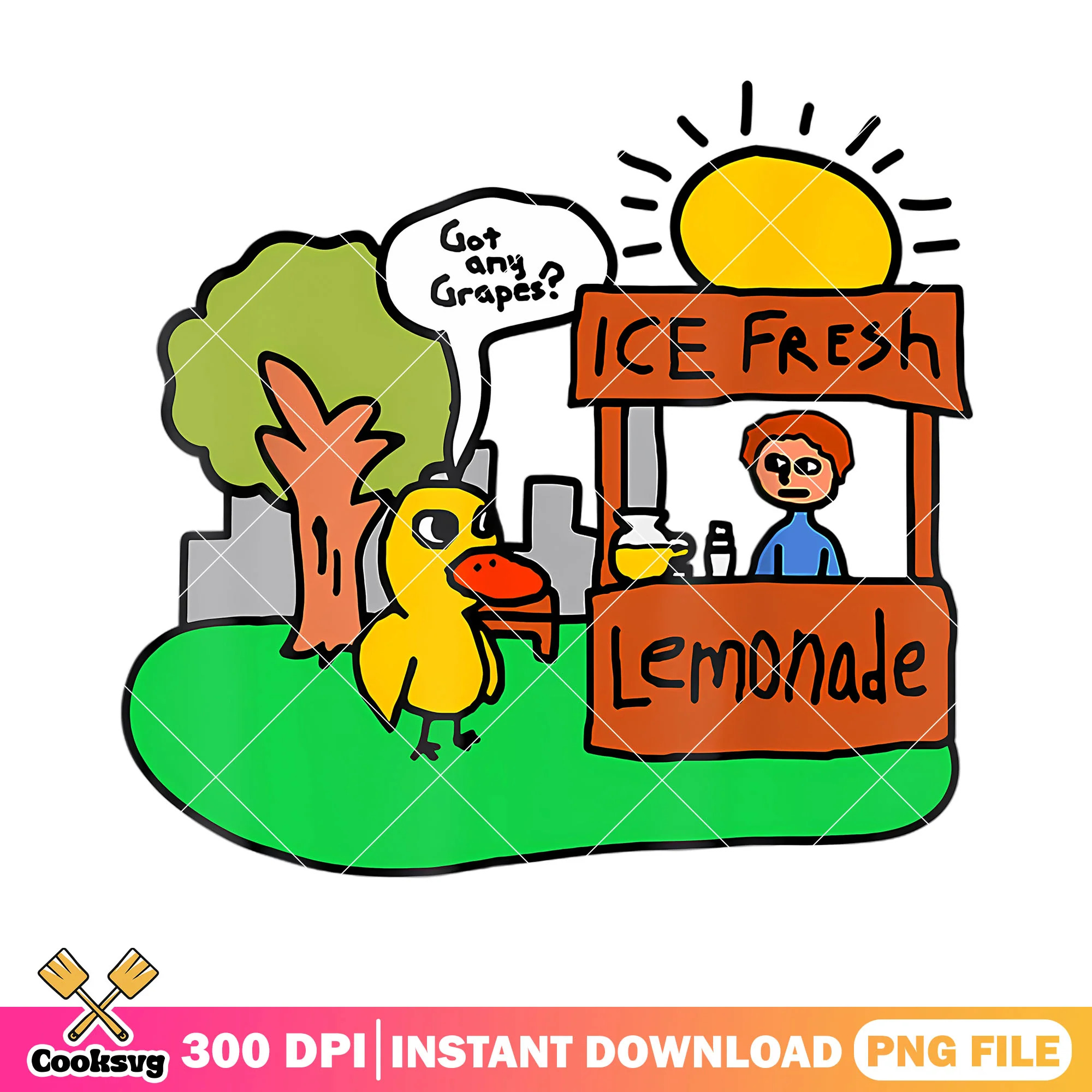 Ice Fresh Lemonade Duck Funny png, duck songs png, sunny day png