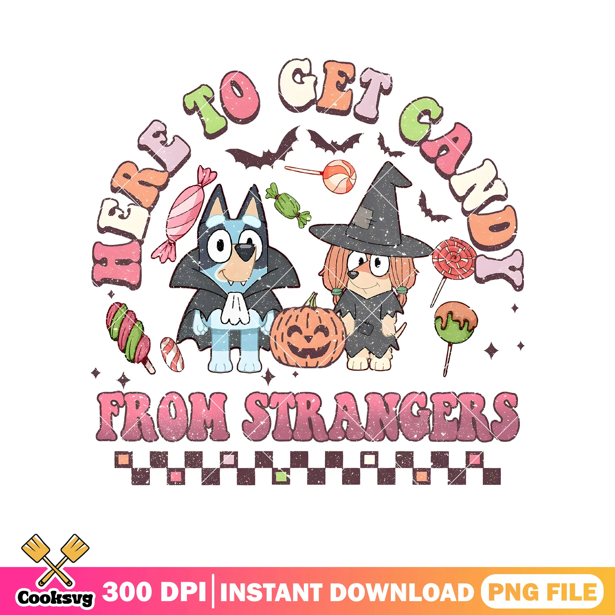Indy bluey candy from strangers png, cartoon bluey png, halloween costume png