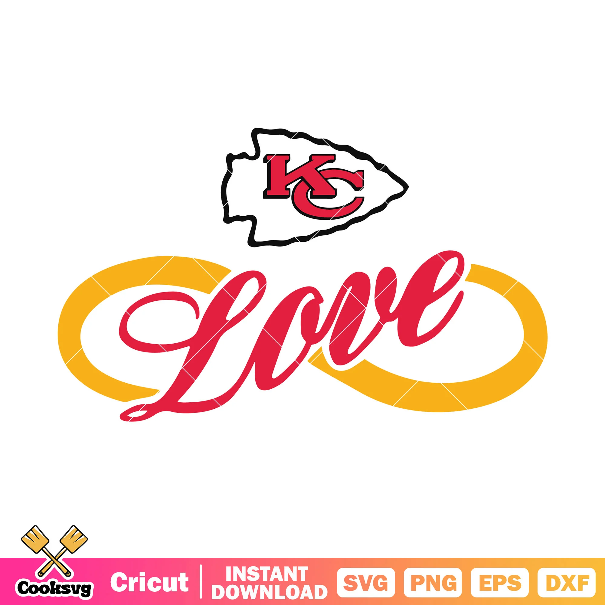Infinity love for kc svg, kansas city chiefs svg, arrowhead svg
