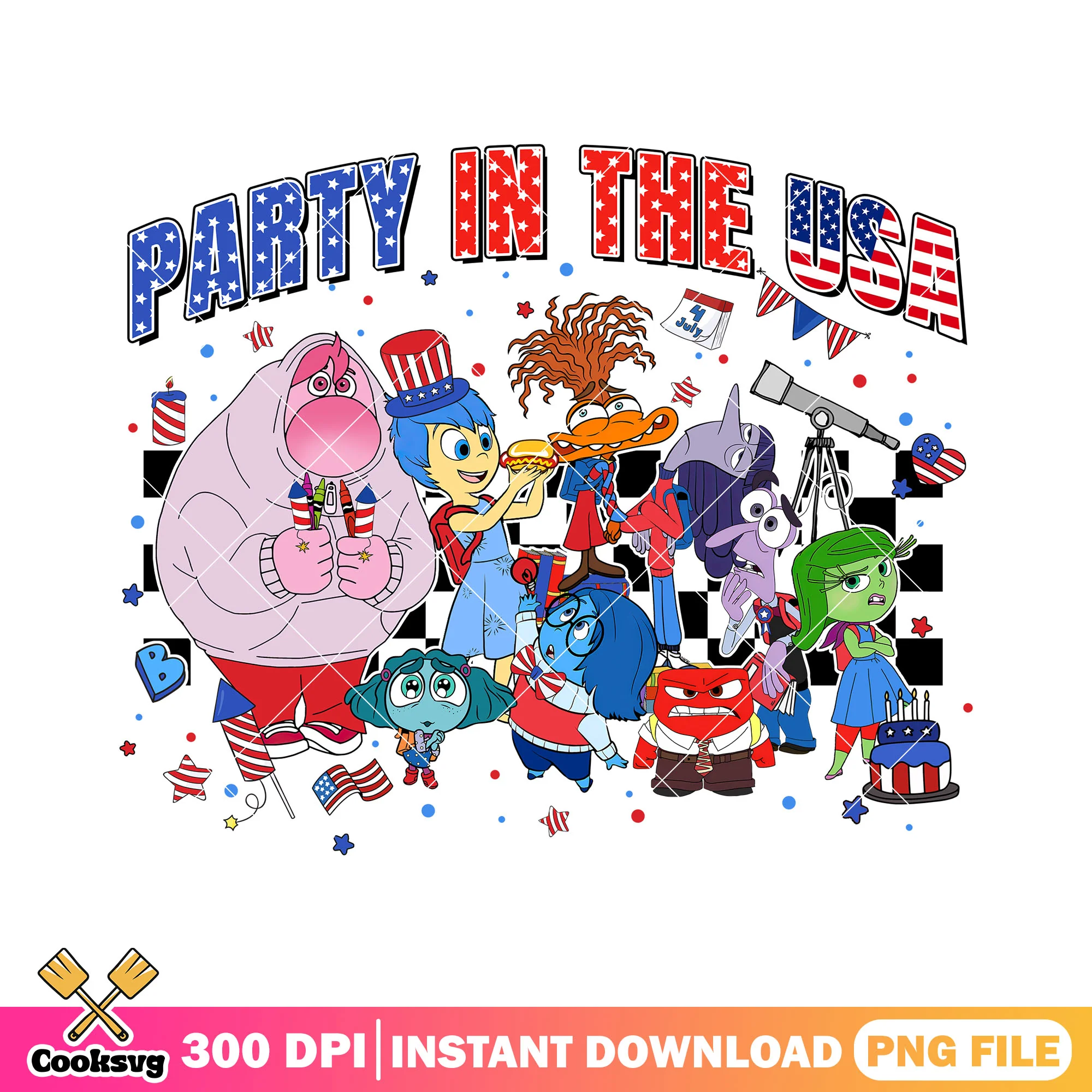 Inside out party in usa png, the party usa png, inside out 2 png