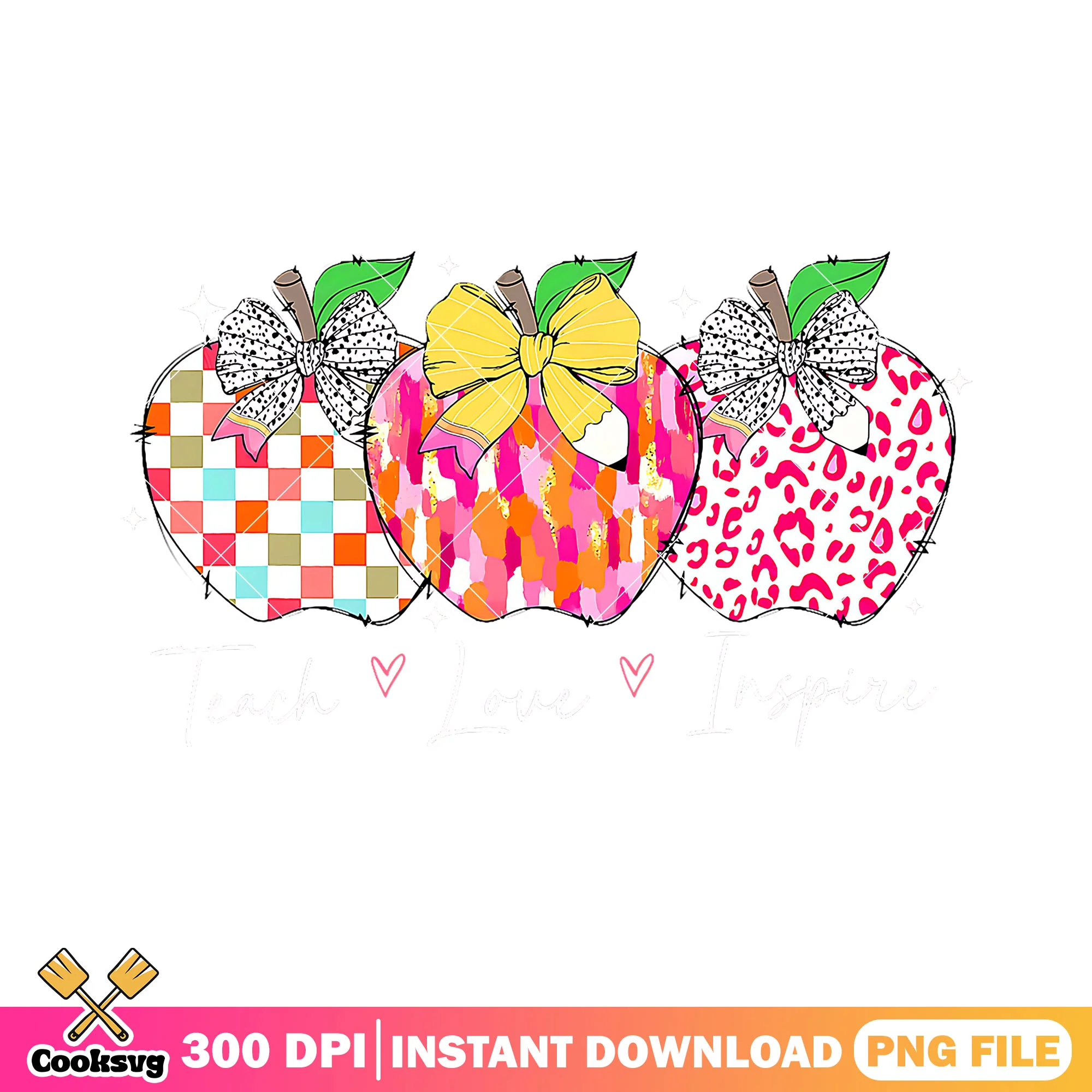 Inspire love teach design png, when is back to school png, apples png