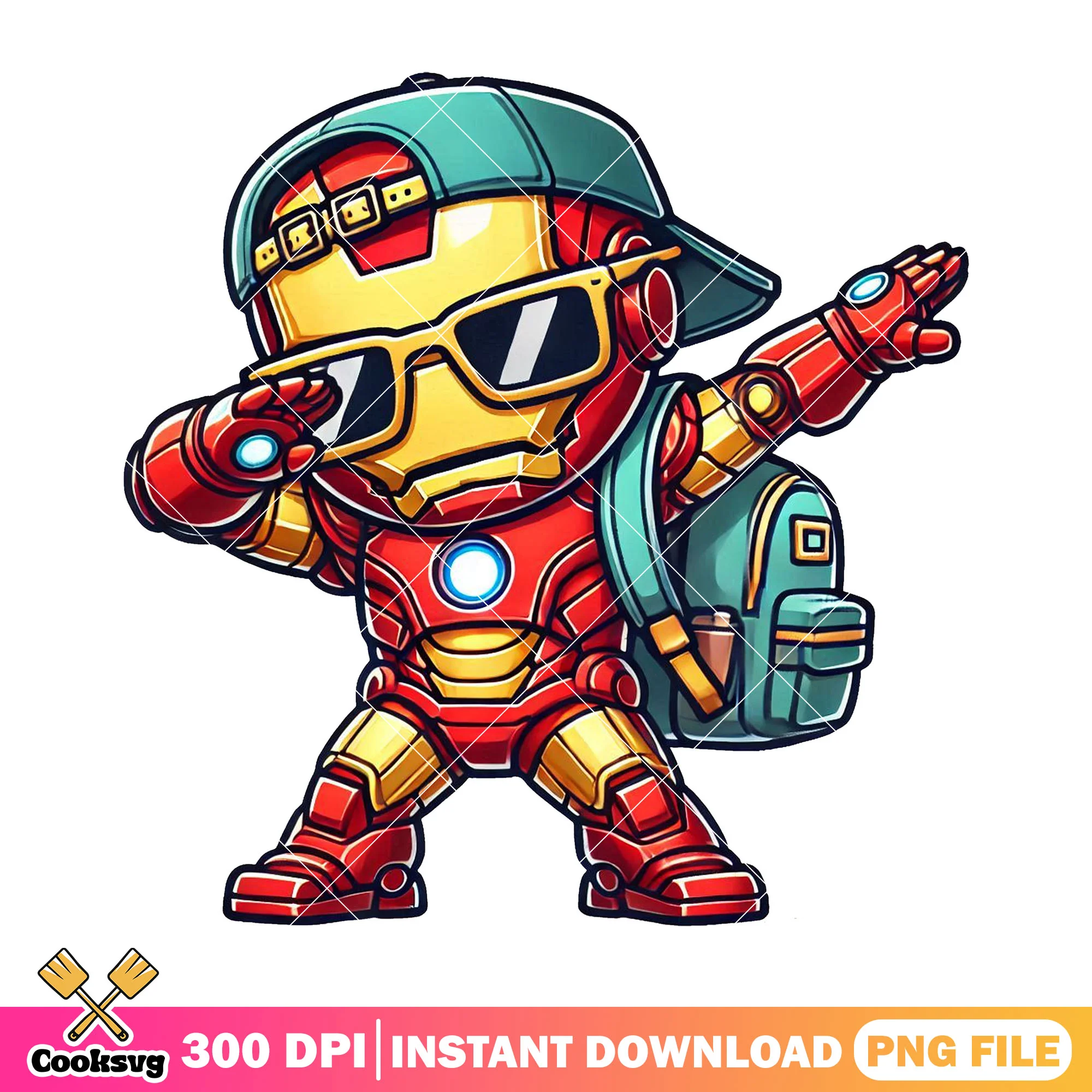Iron man chibi going school png, go back to school png, marvel art png