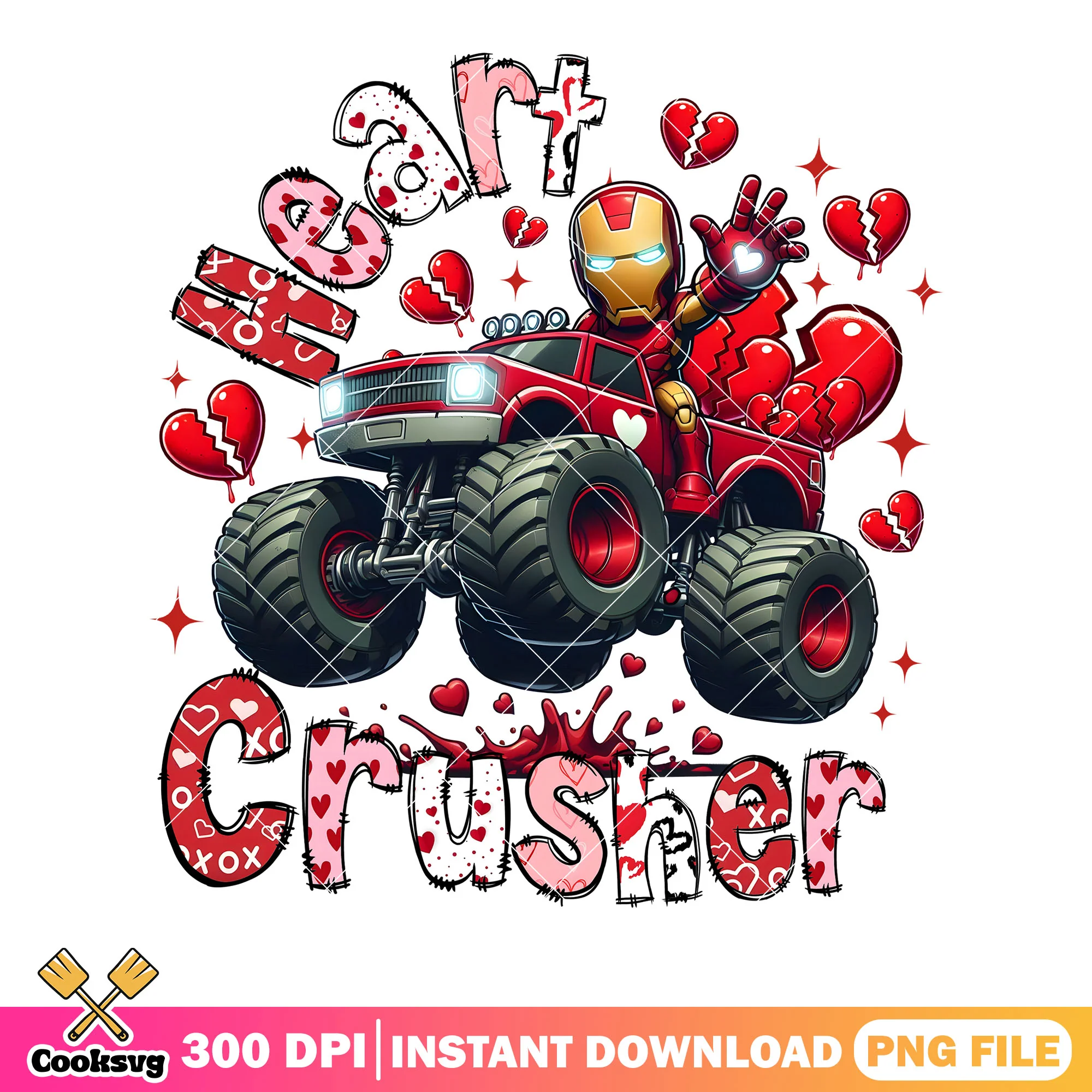 Iron man heart crusher png, valentine gifts png, marvel valentine png