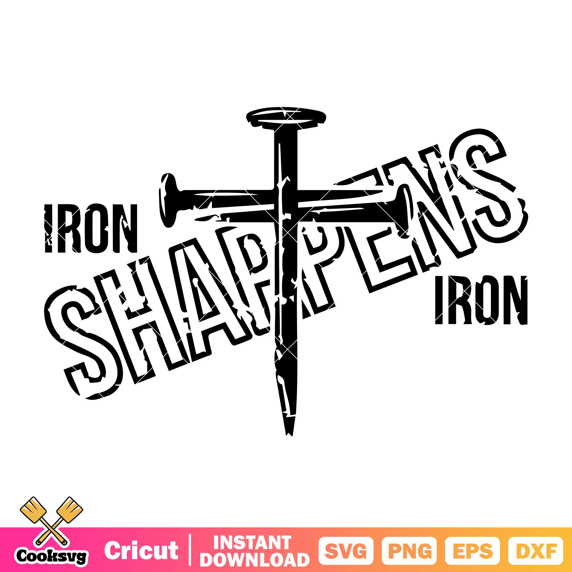 Iron shappens Iron black svg design, nail cross tattoo svg