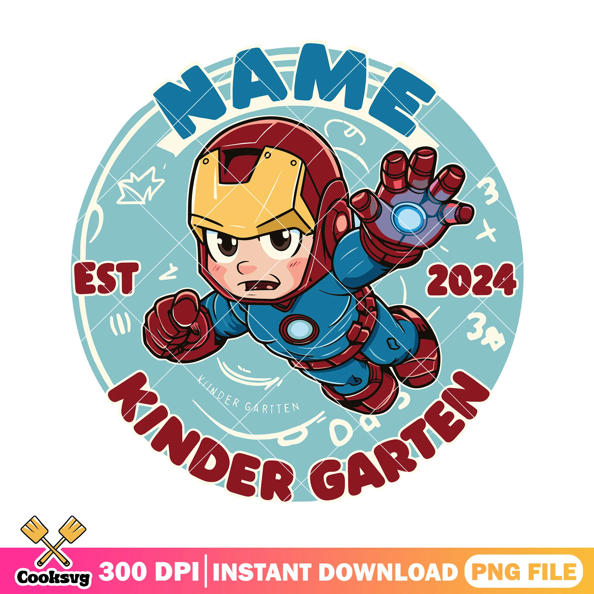 Ironman kinder garten png, back to school poster png, marvel hero png