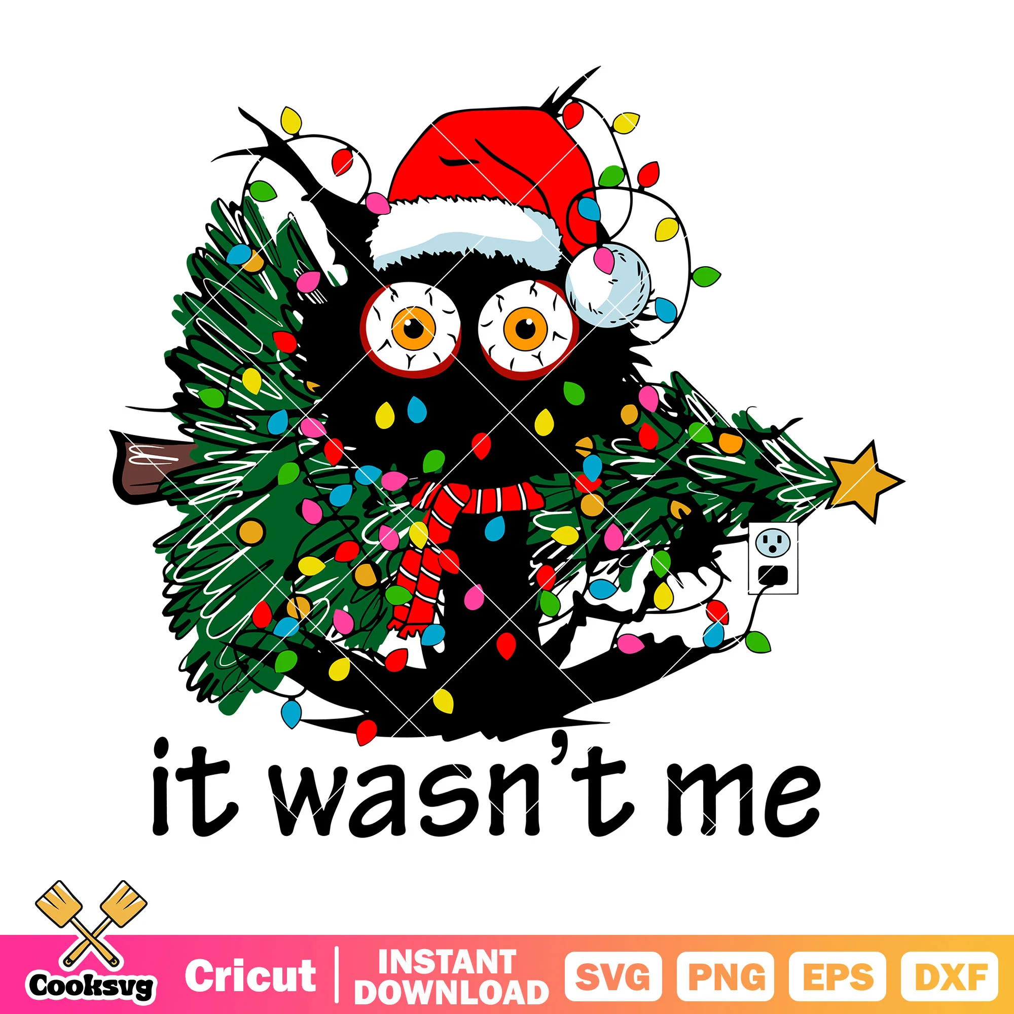 It wasnt me svg, christmas hat svg, chrismas pine tree svg