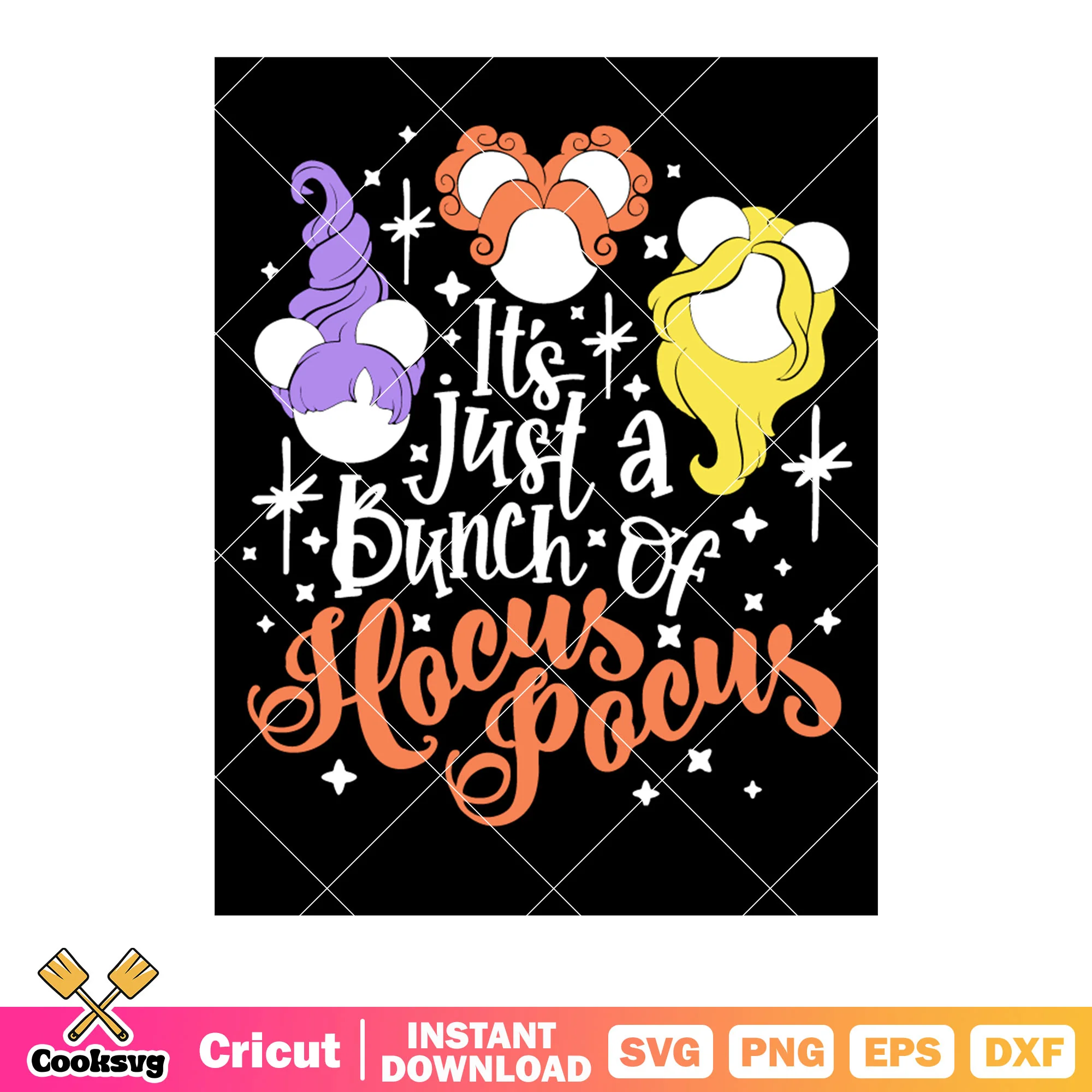 Its just a bunch of hocus pocus svg, purple hair svg, orange hair svg