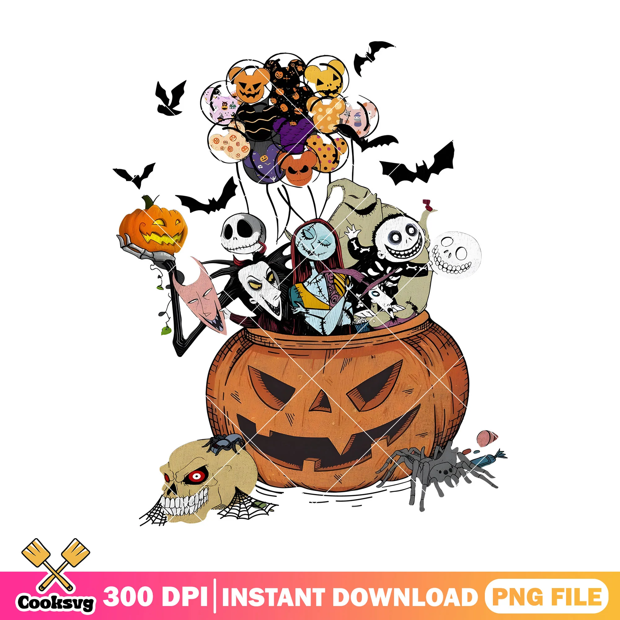 Jack friends in pumpkin png, halloween jack png, balloon horror png