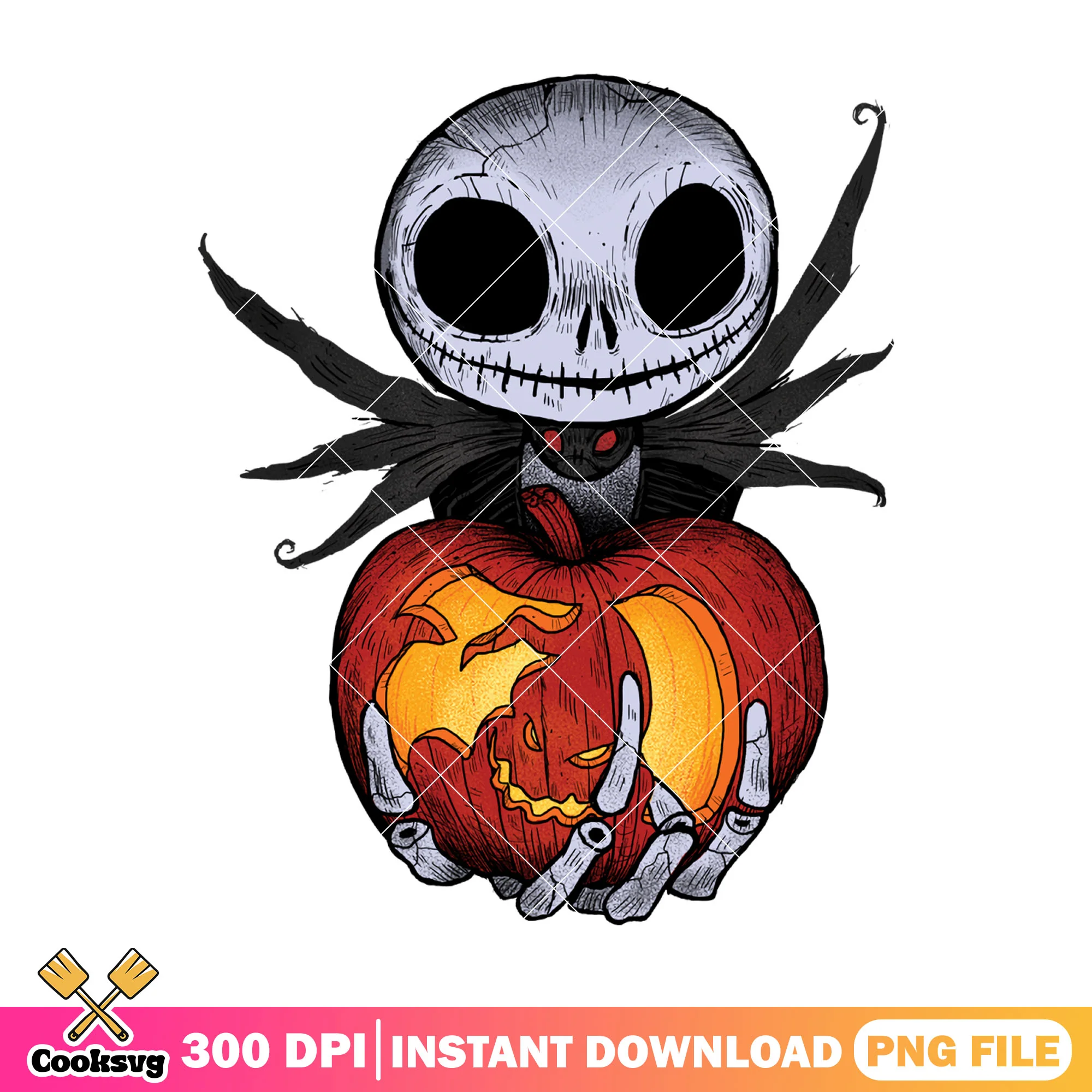 Jack horror pumpkin png, halloween art png, jack skellington png