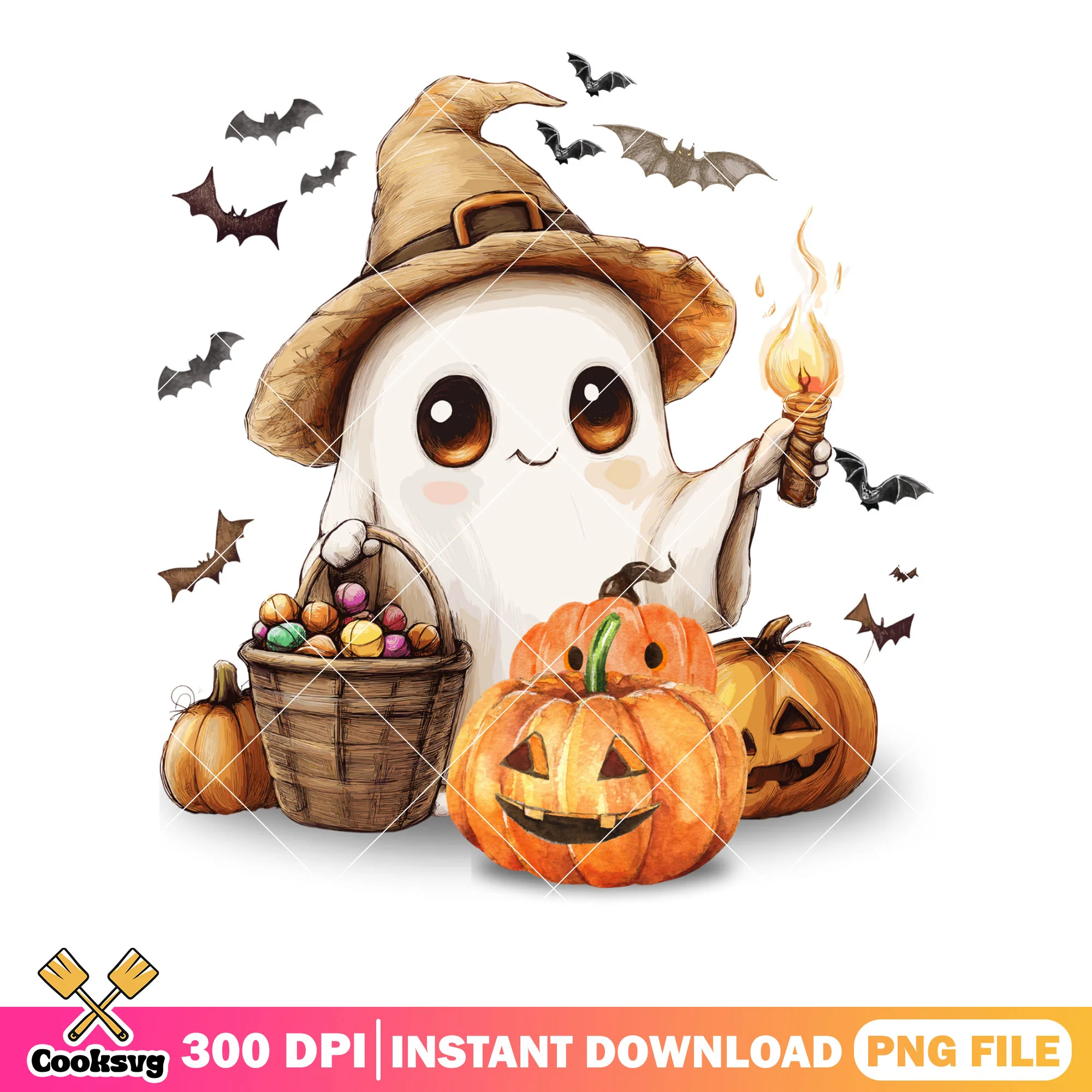 Jack o lantern the famer png, ghost costume png, halloween scary png