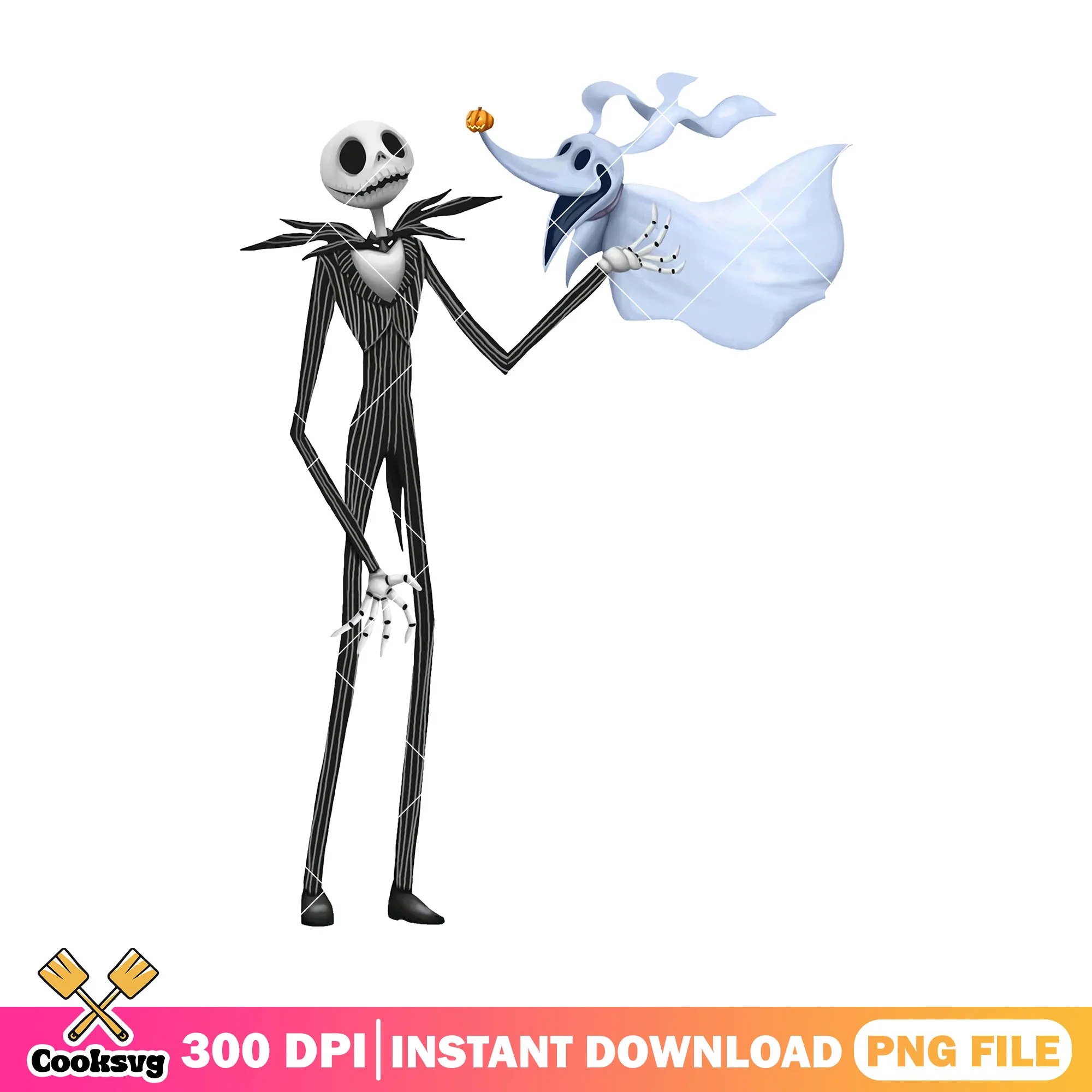 Jack plays with zero design png, halloween art png, white zero png