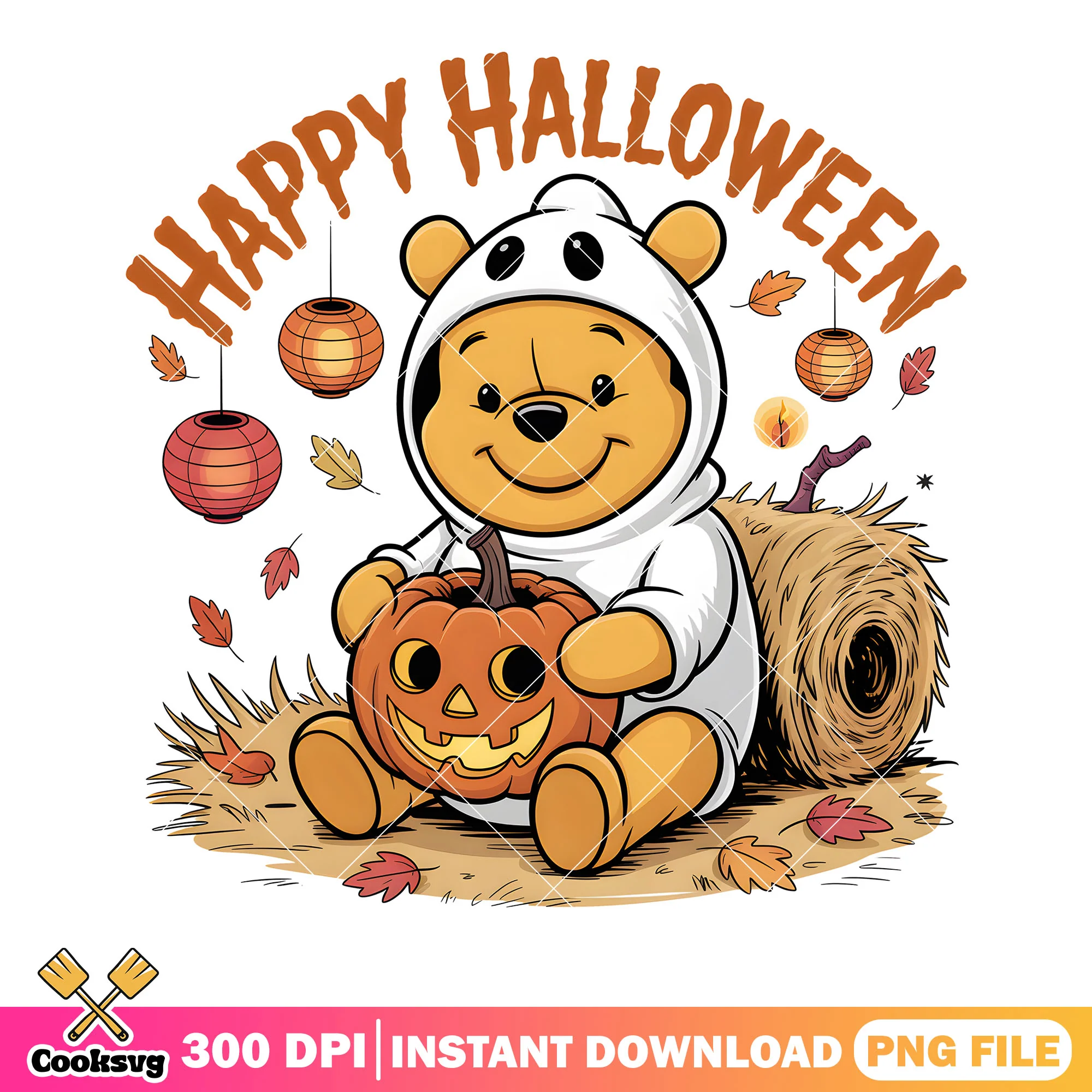 Jack pooh lantern png, happy halloween png, pooh bear png