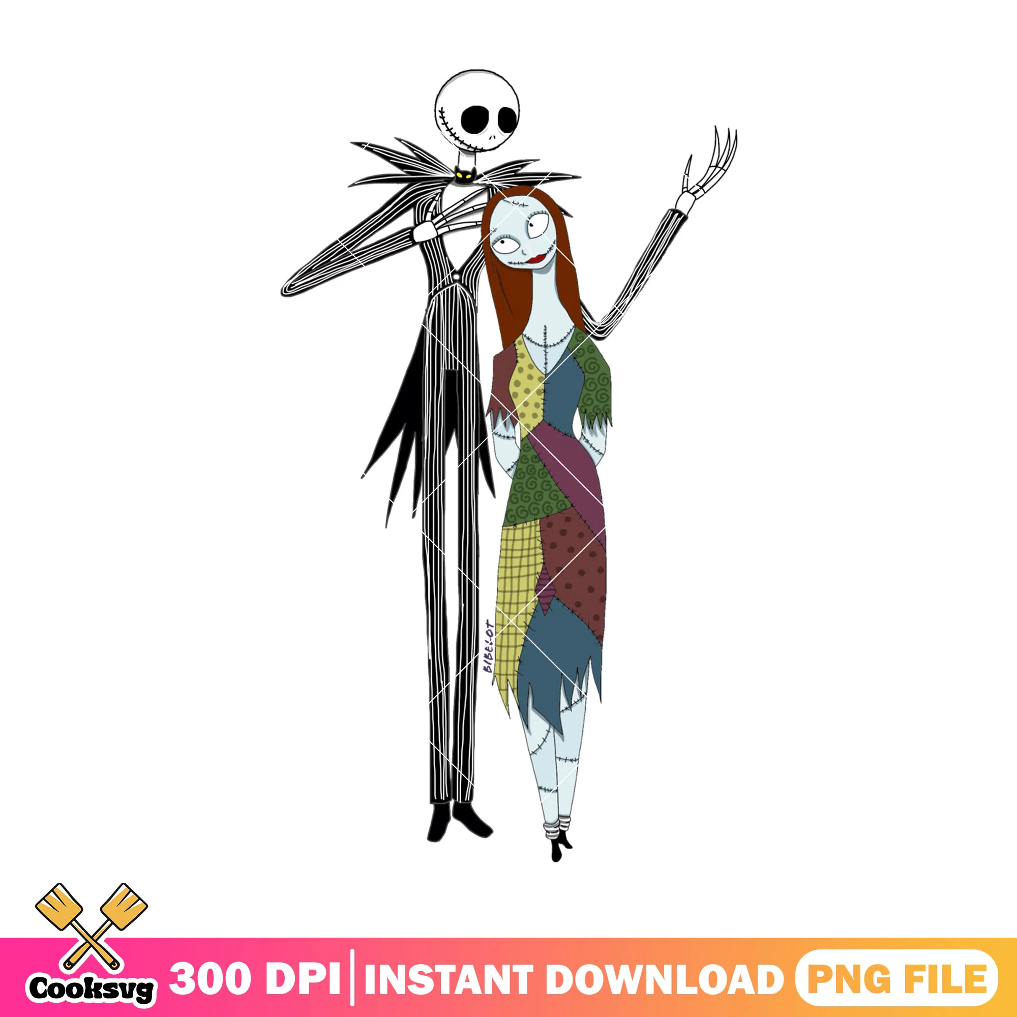 Jack sally couple png, halloween cartoon png, jack cartoon png