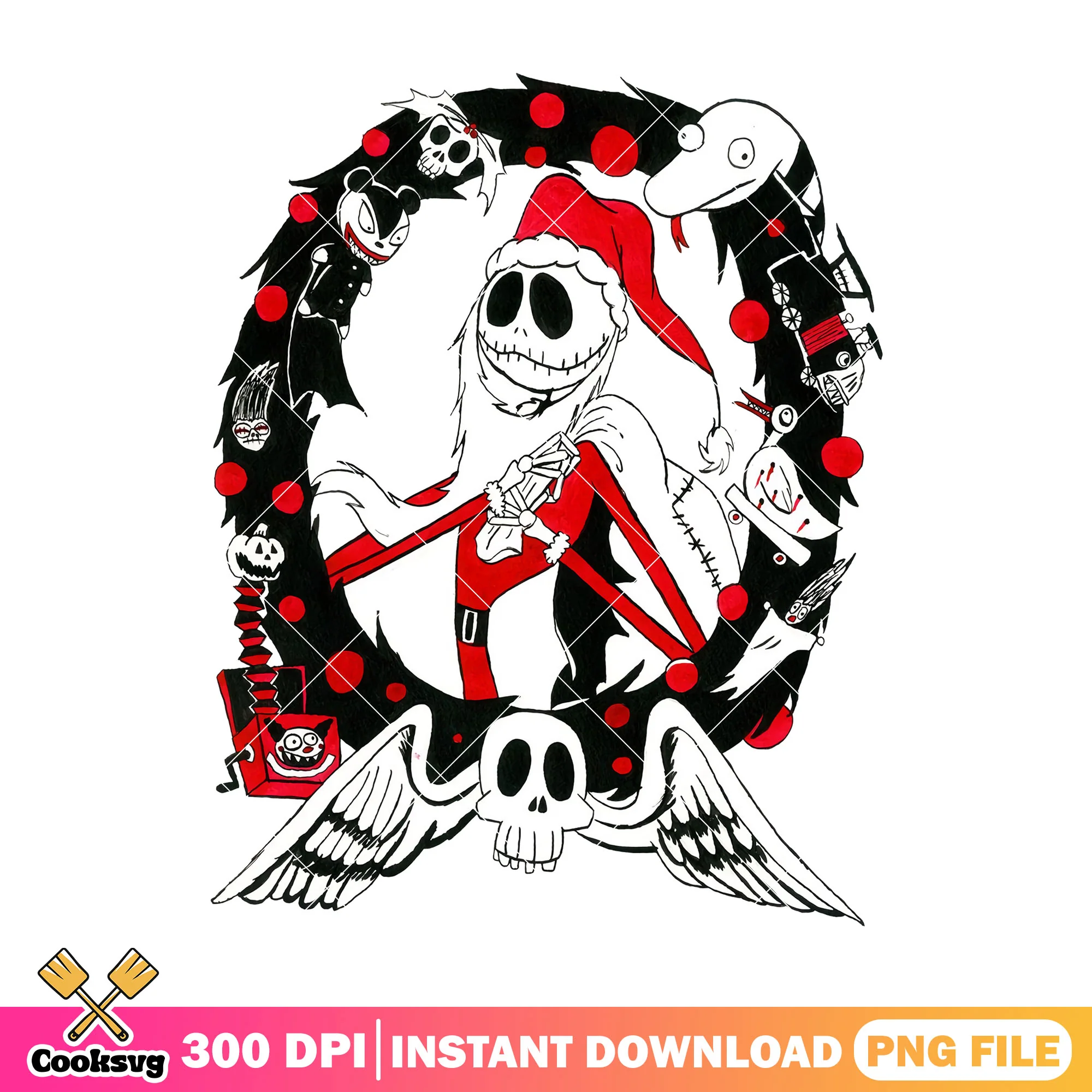 Jack skellington claus png, horror halloween png, art horror png