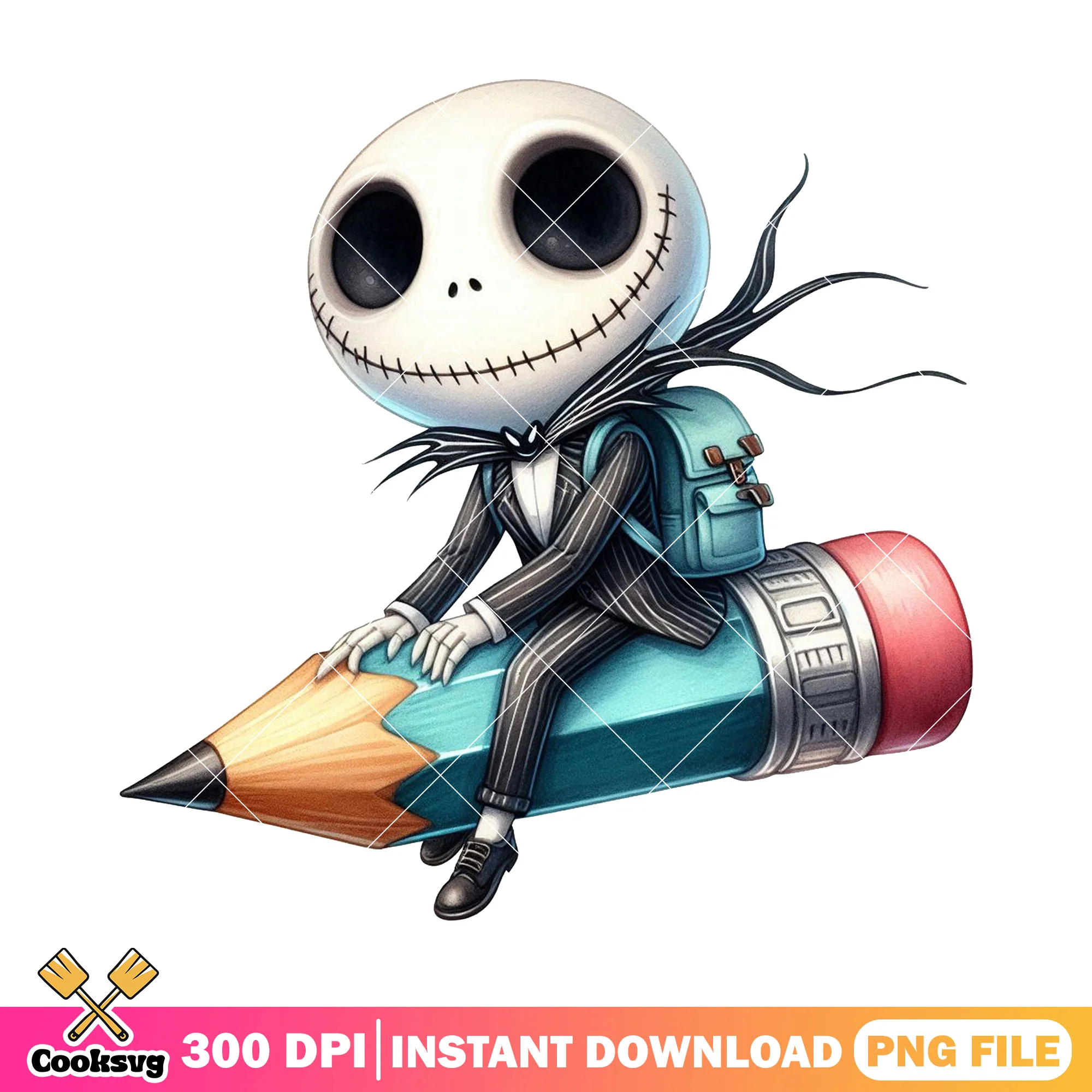 Jack skellington pencil png, back to school png, big pencil png