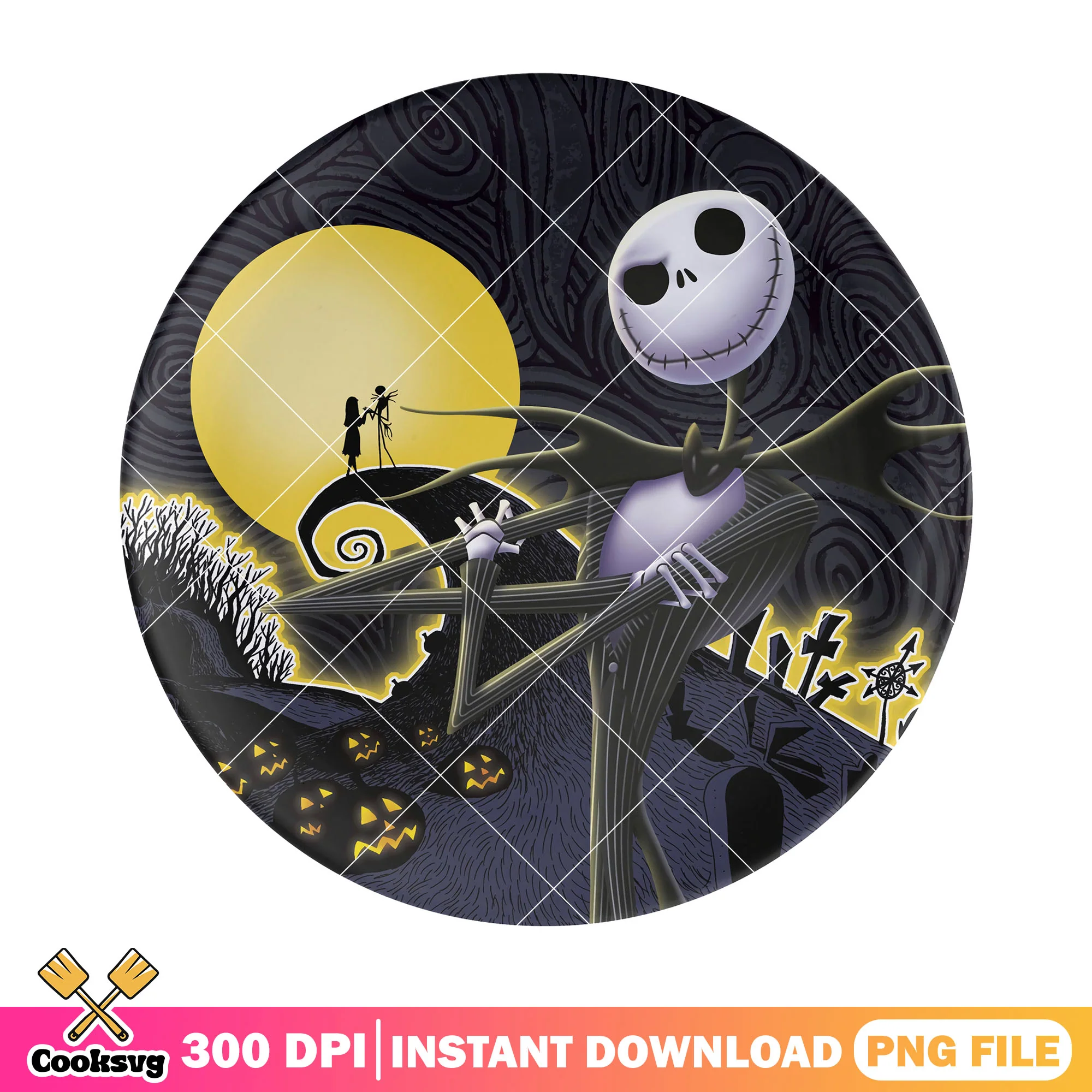 Jack with big moon png, disney world png, halloween disney png