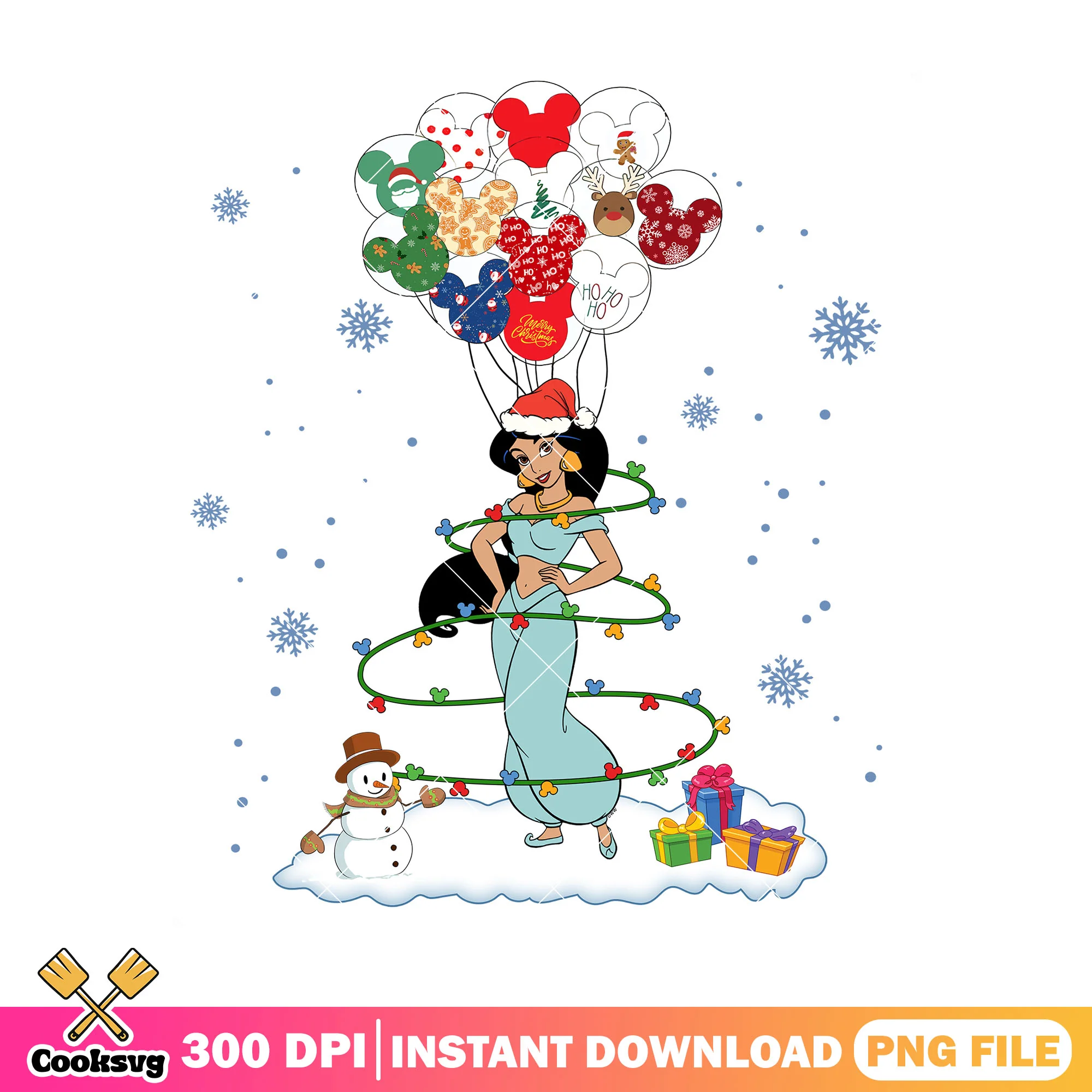 Jasmine christmas stuff png, jasmine princess png, spirit christmas png