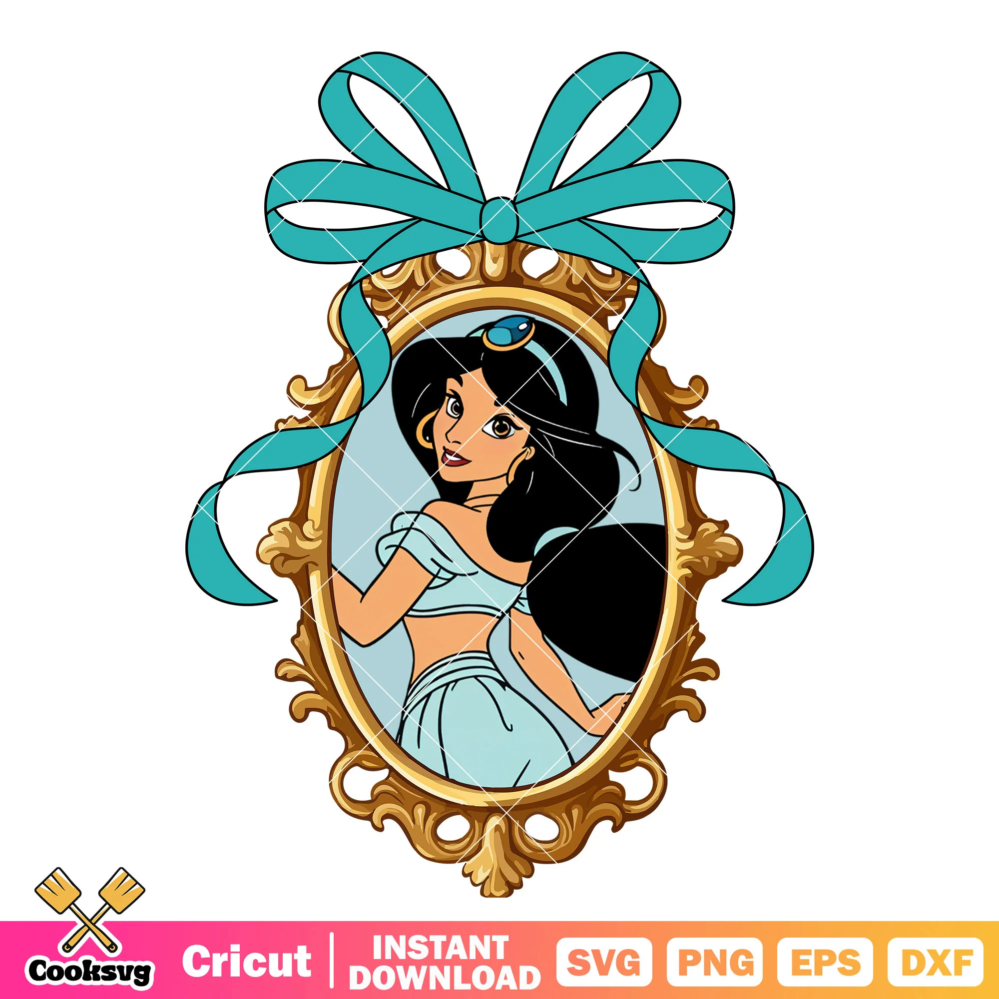 Jasmine princess and bow tie mirror png, jasmine princess png