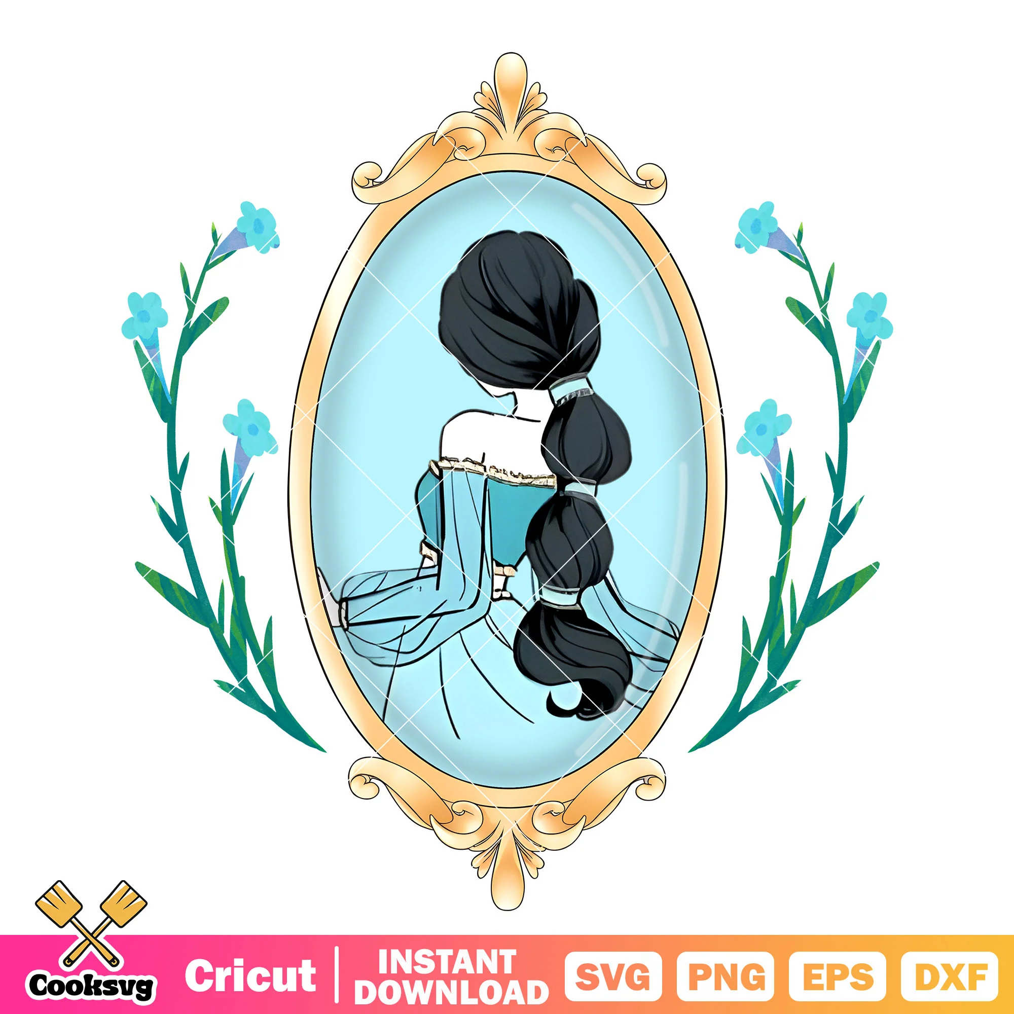 Jasmine Princess Back Disney Mirror PNG, Jasmine Princess PNG