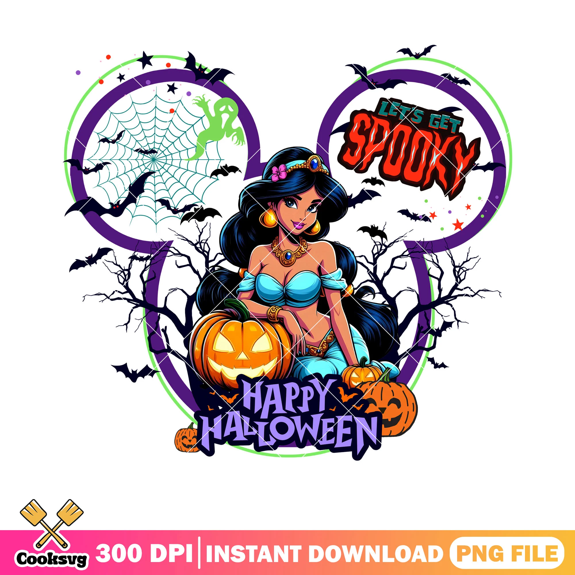 Jasmine princess png, scary halloween png, spooky halloween png