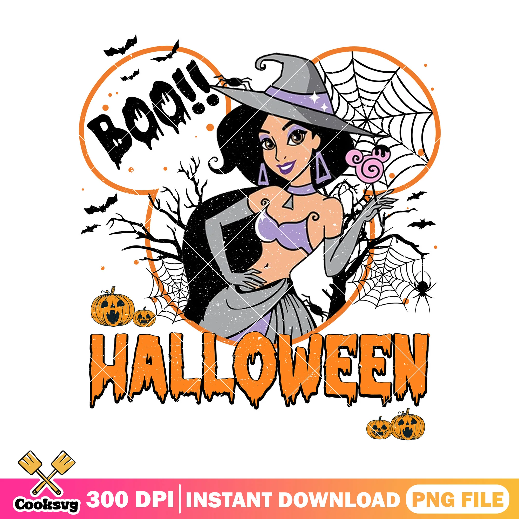 Jasmine witch halloween png, cute princess png, halloween ideas png