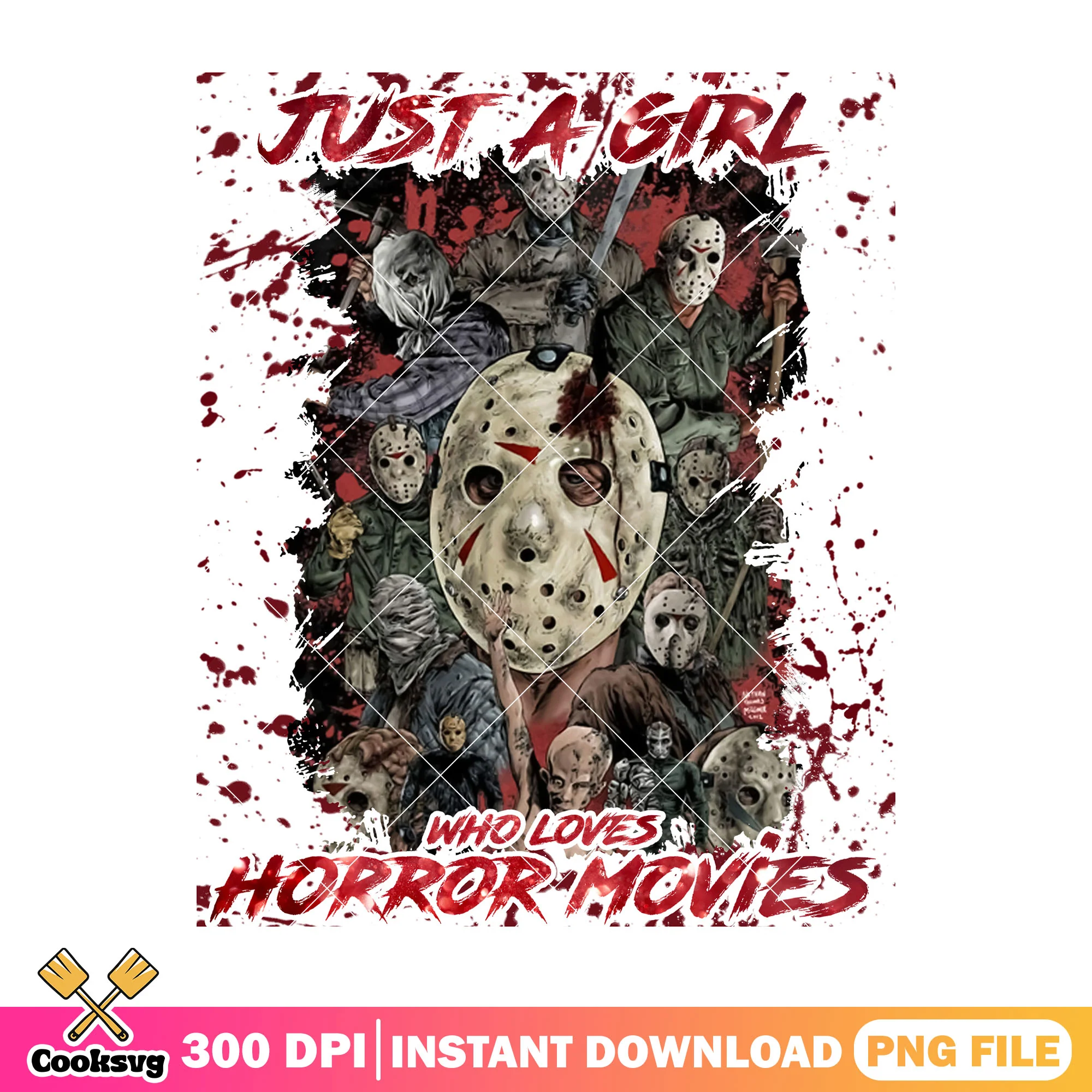 Jason just a girl who love horror movies png, horror halloween films png
