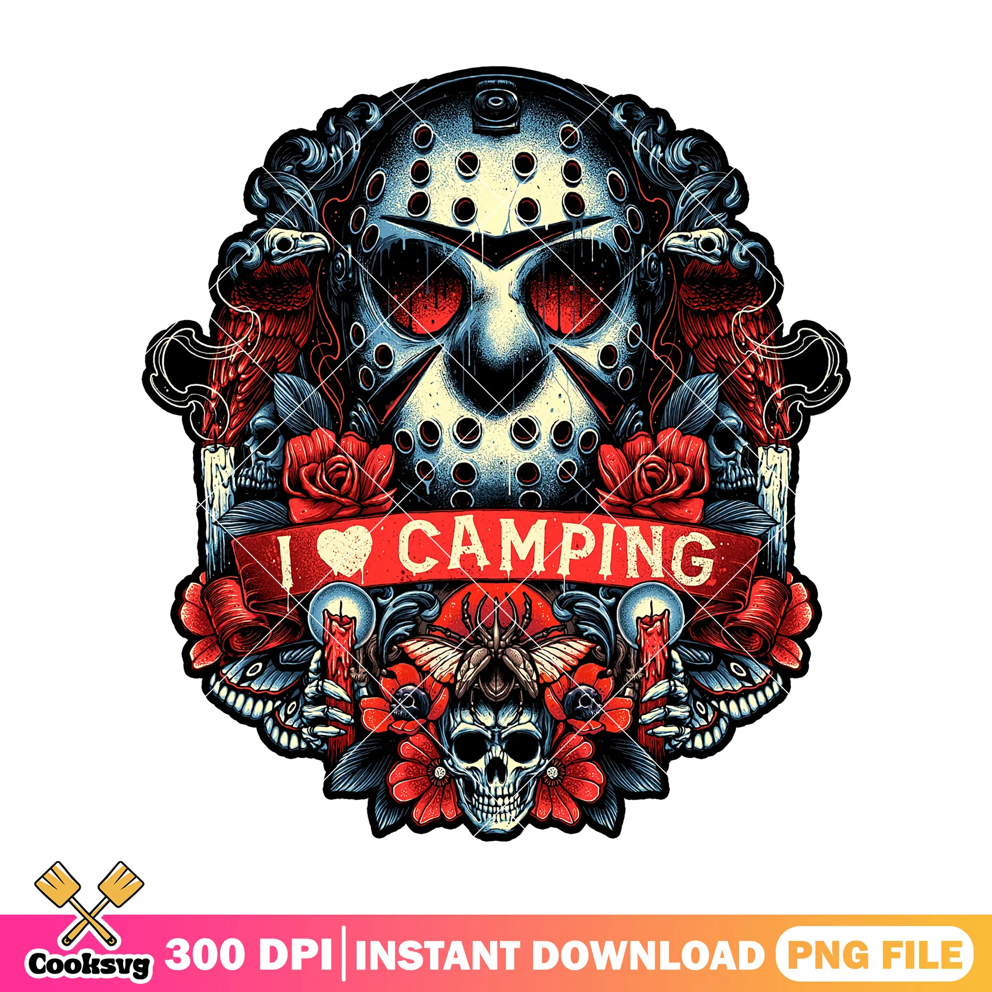 Jason Voorhees design png, halloween spirit png, horror movie png