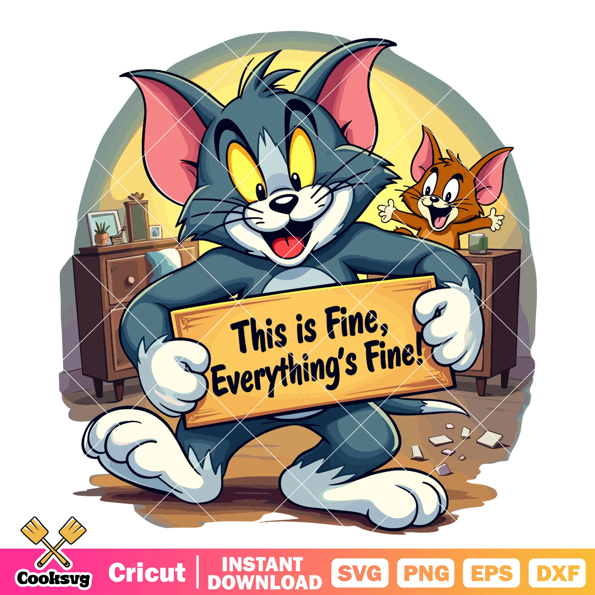 Jerry tom cat this is fine everything fine svg, tom and jerry svg, tom and jerry cartoon svg