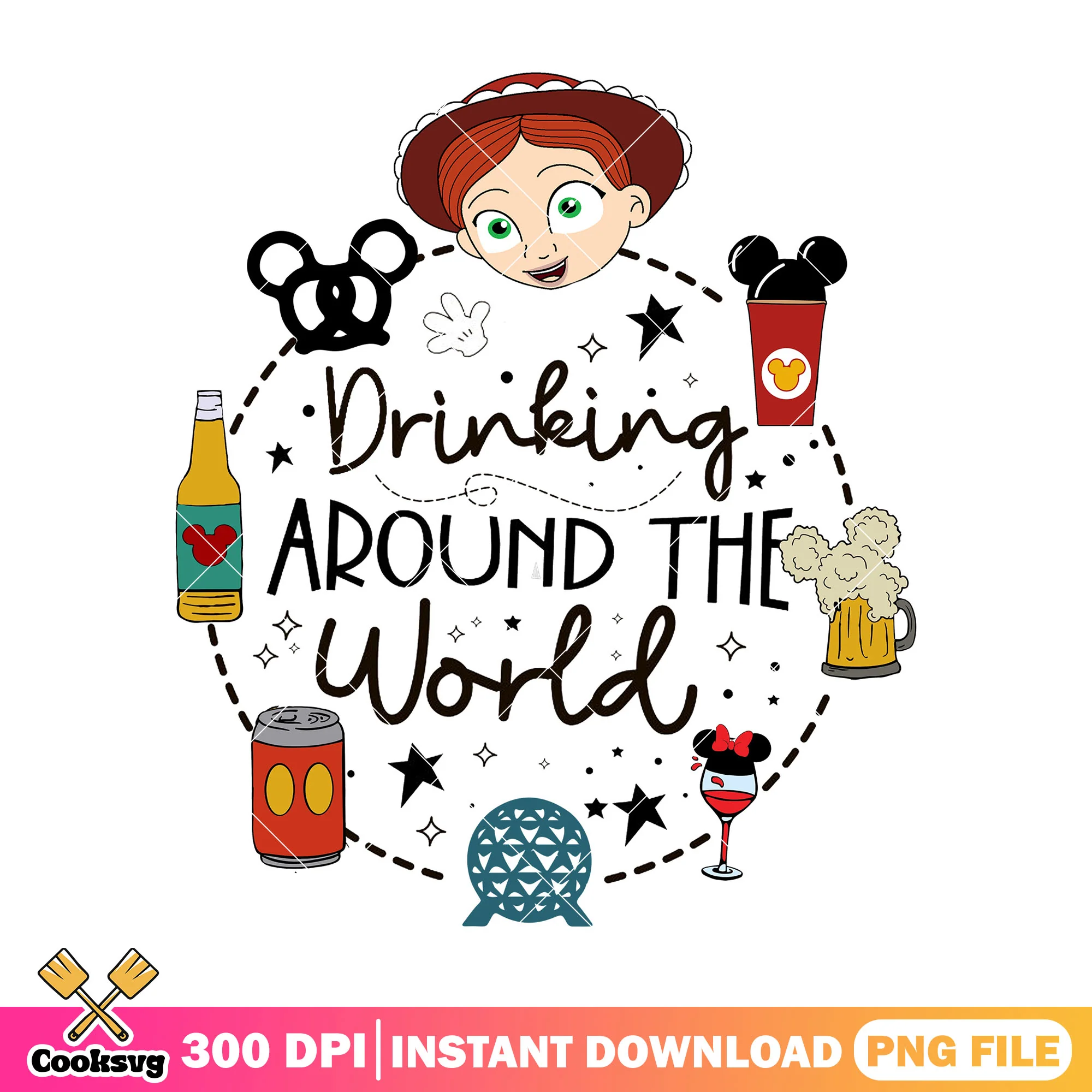 Jessie drinking world png, jessie toy story png, disney drinks png