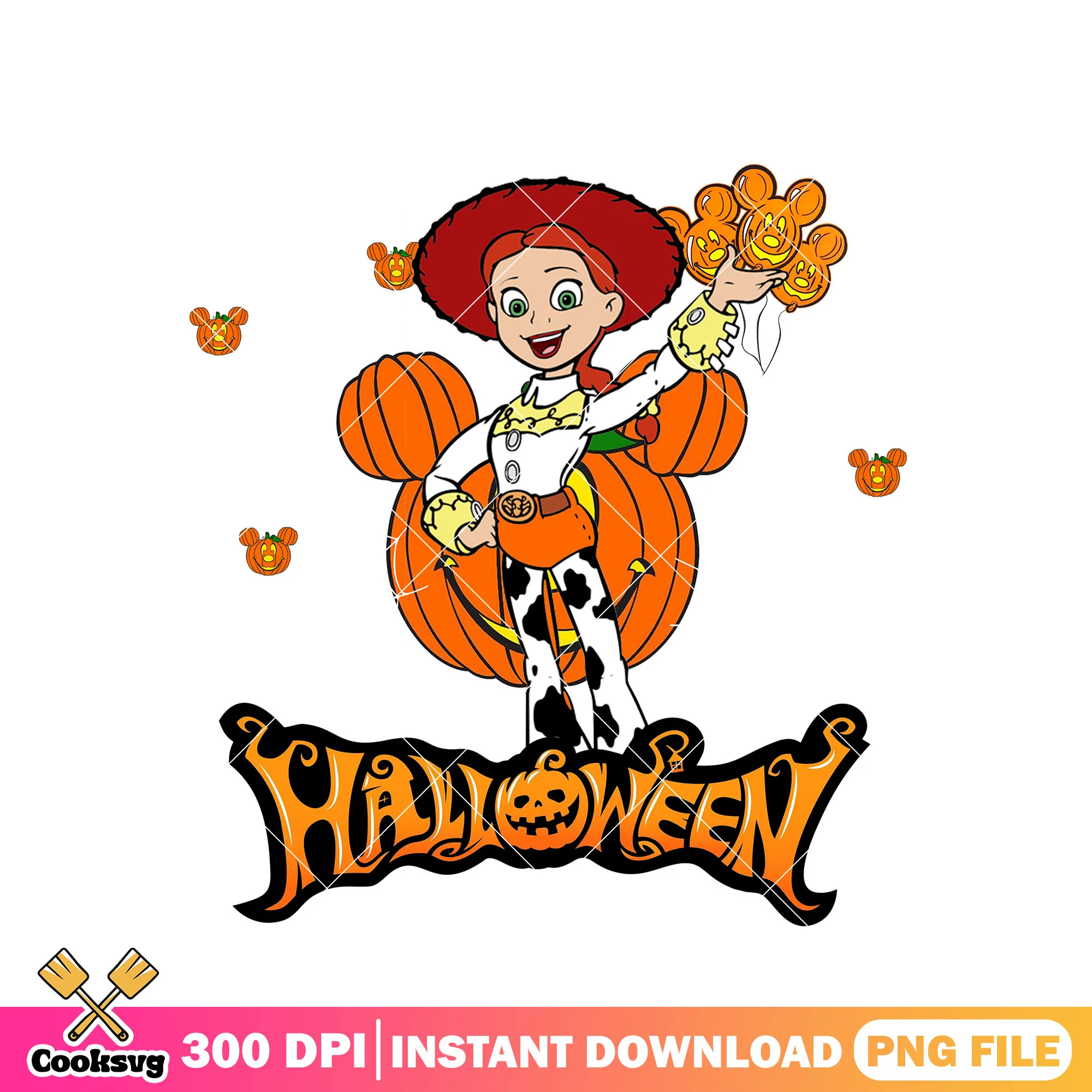 Jessie halloween design png, toy story cartoon png, halloween day png