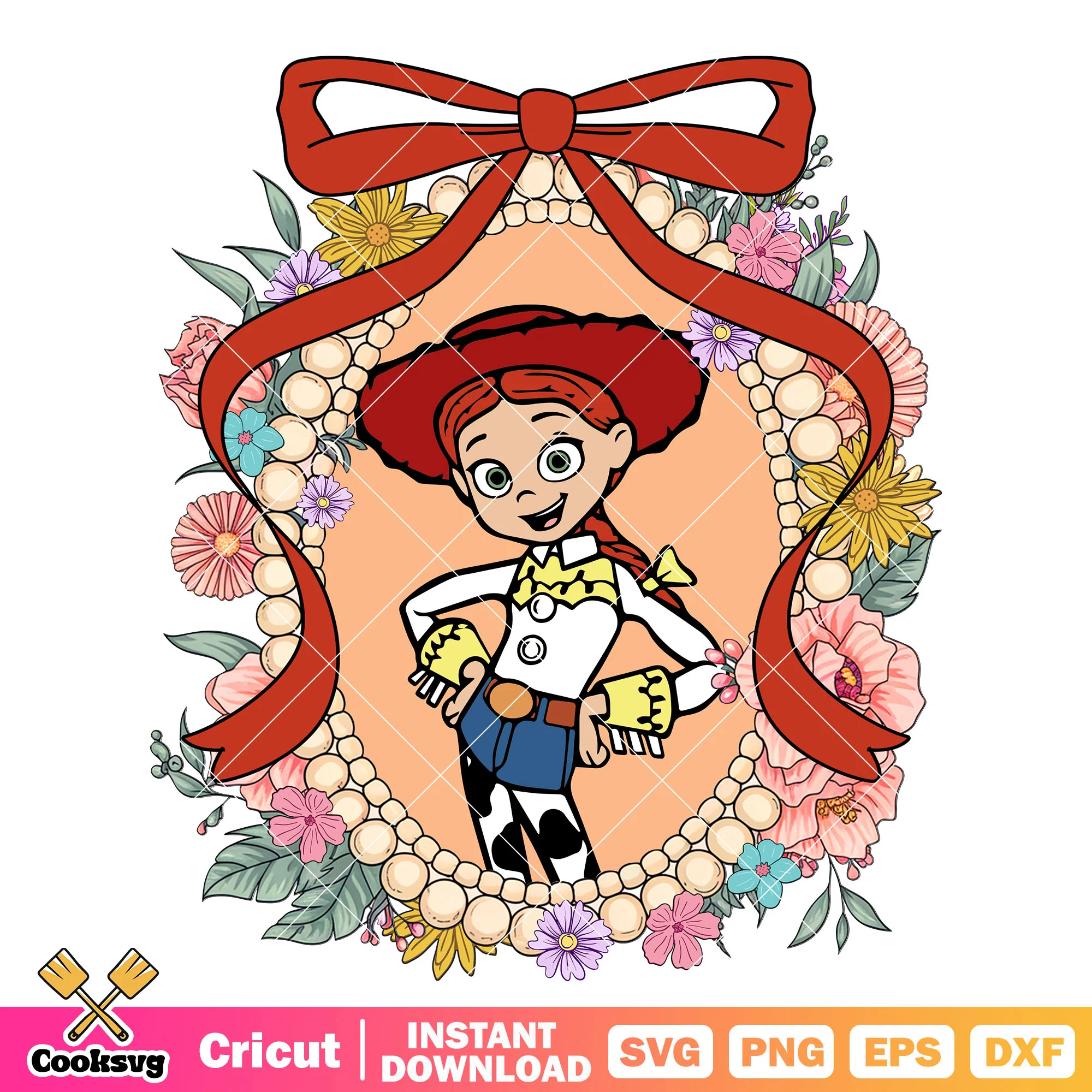 Jessie toy story disney bow tie mirror png, toy story character png
