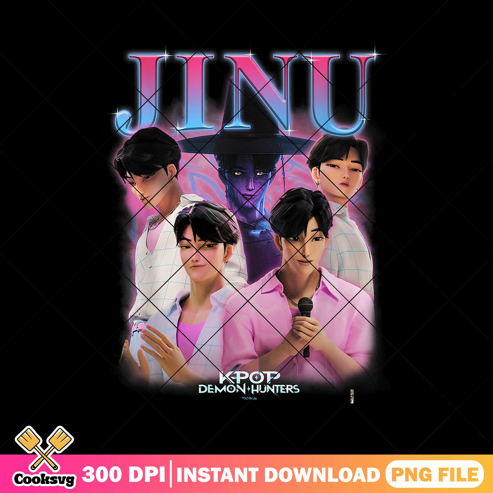 Jinu hunters design png, jinu saja png, kpop hunters png