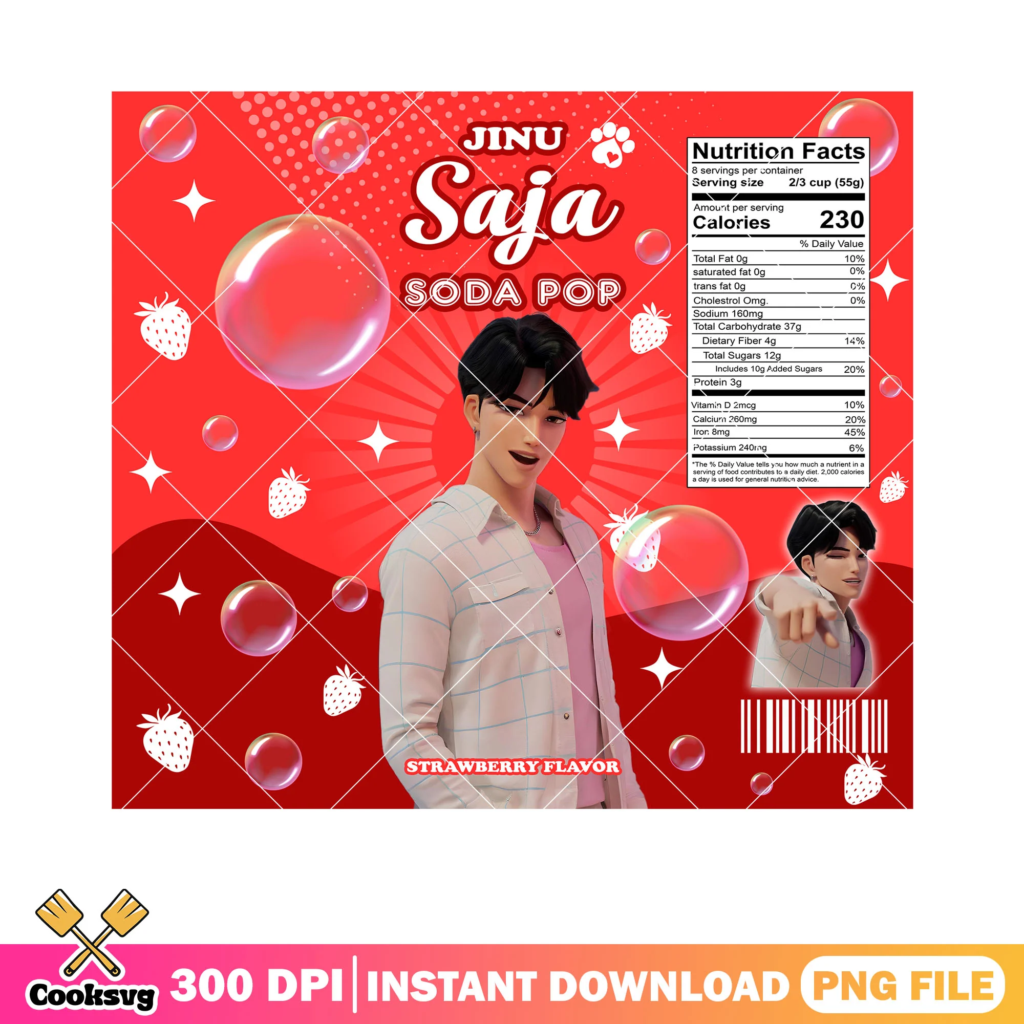 Jinu soda strawberry flavor png, kpop demon hunters png, soda pop png