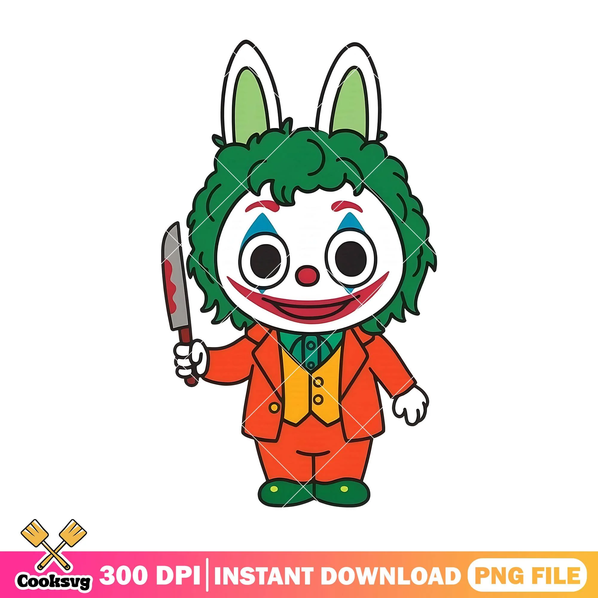 Joker outfit labubu design png, labubu cute png, labubu halloween png