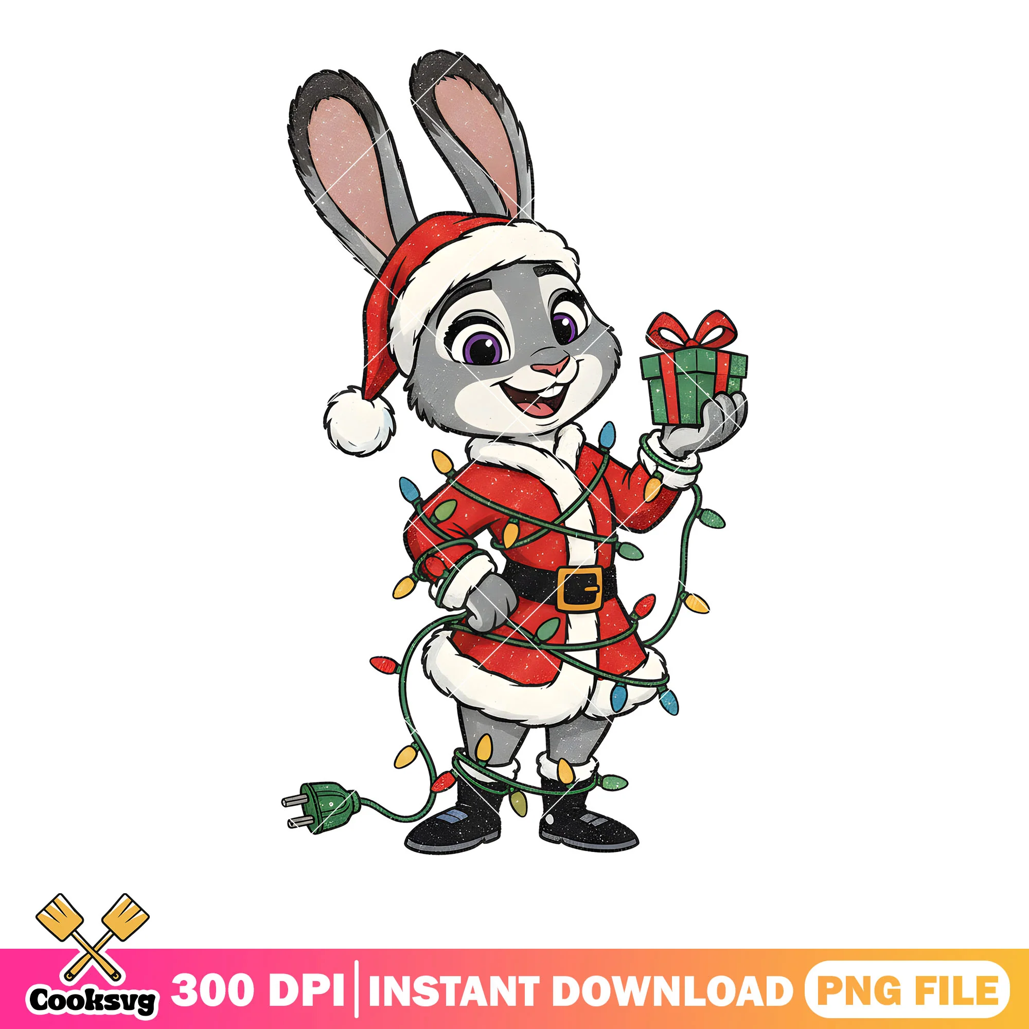 Judy hopps costume santa claus png, so cute funny png, lights png