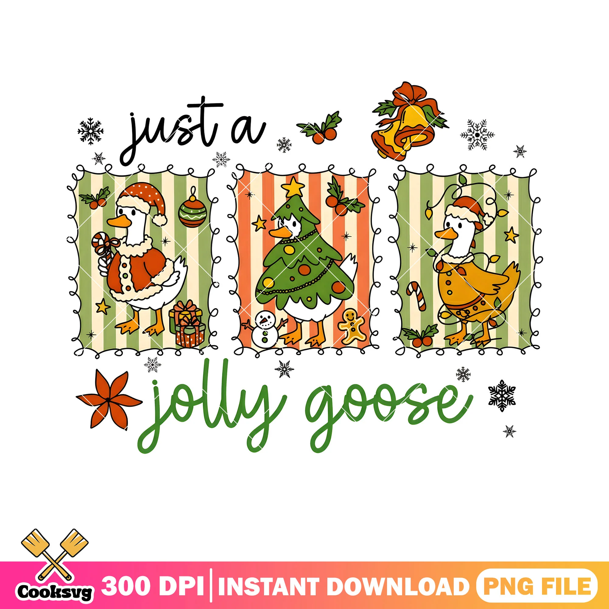 Just a jolly goose png, jingle bell png, christmas gift png