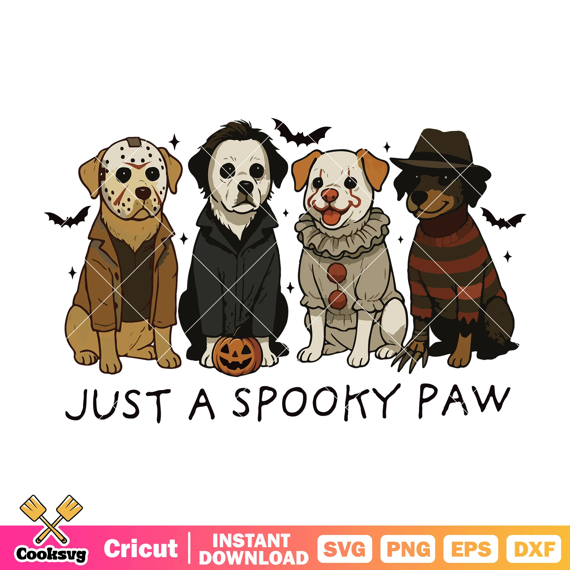 Just a spooky paw svg, halloween paws svg, horror movies svg