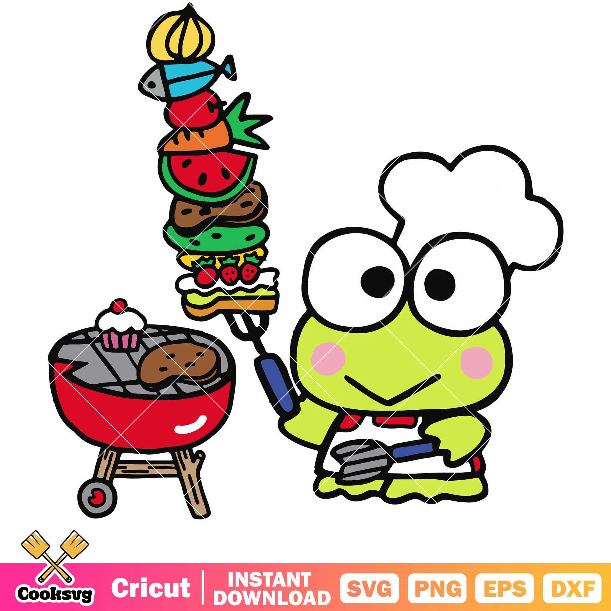 Keroppi cooking svg, Keroppi svg, sanrio hello kitty svg