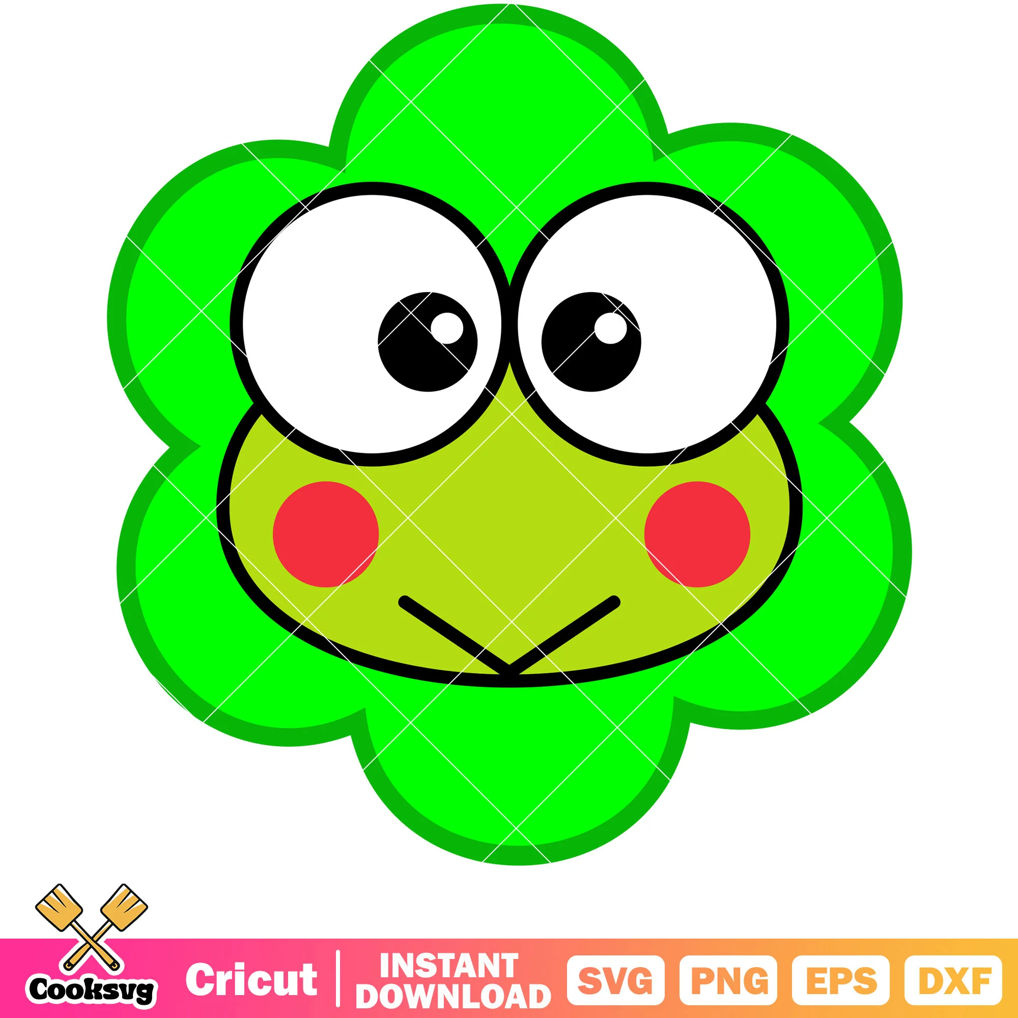 Keroppi face flower svg, keroppi frog svg, sanrio cartoon svg