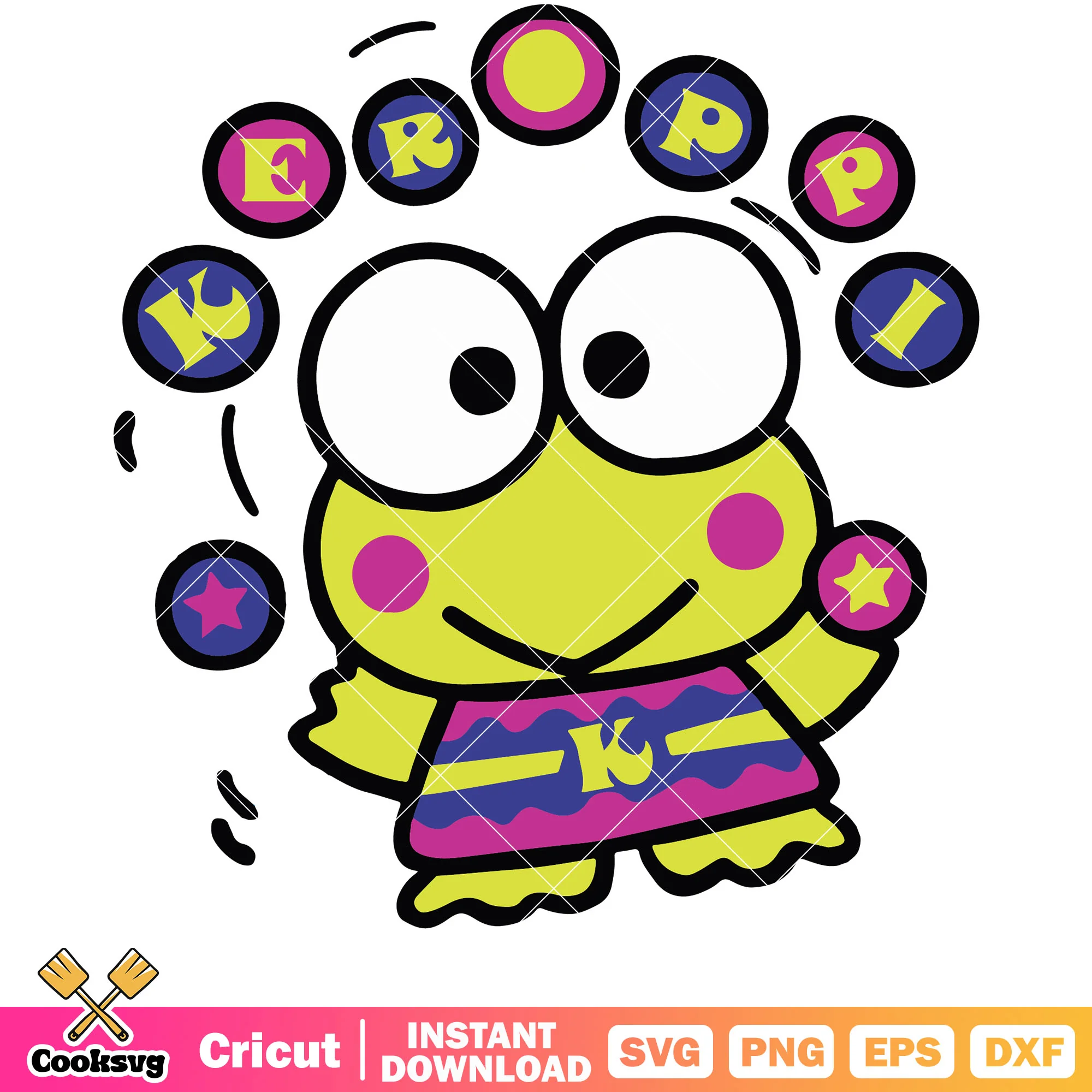 Keroppi hello kitty design svg, keroppi frog svg, sanrio cartoon svg