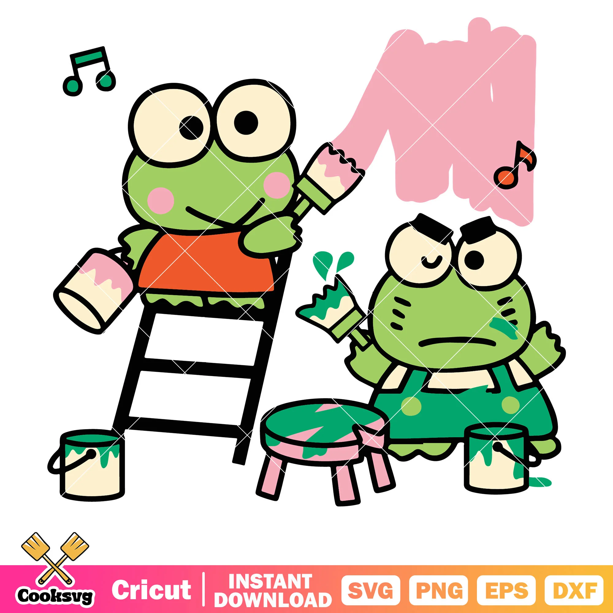 Keroppi painting design svg, keroppi svg, sanrio hello kitty svg
